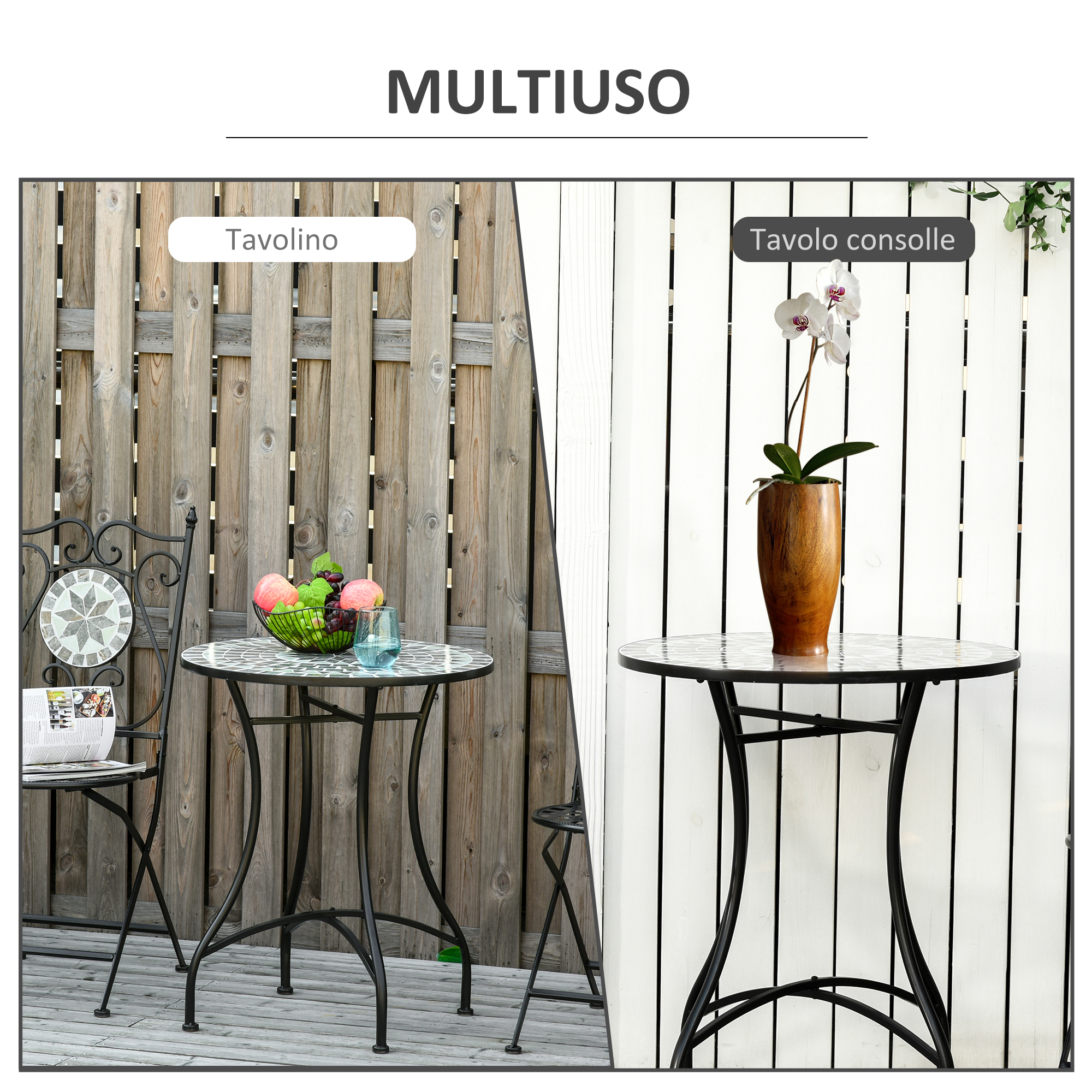 Tavolo Da Esterno Tavolino Da Esterno Rotondo In Acciaio - Colore Giallo, Resistente Alle Intemperie, Per Patio, Giardino, Balcone Tavoli Da Esterno Economici