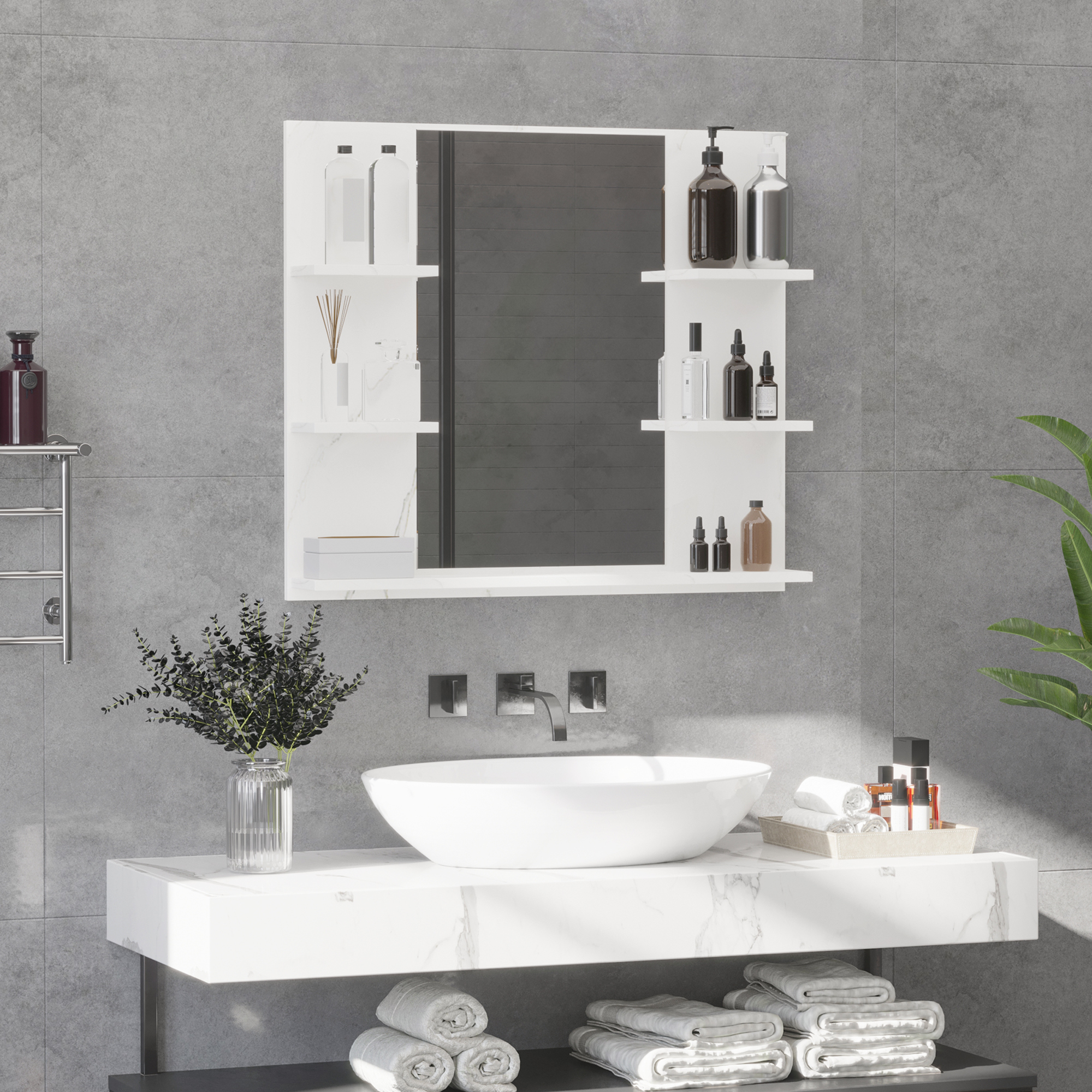 Miroir Ovale Rustique En Bois 45x65 Cm - Mural Salle De Bain, Salon Ou Chambre - Style Ferme Moderne