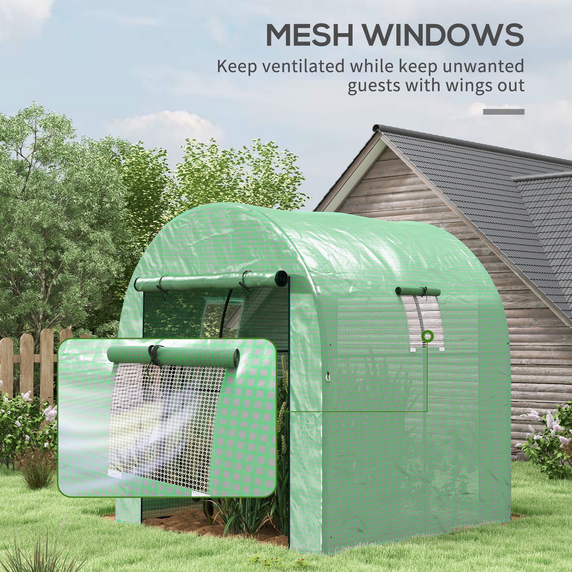 Outsunny 180 x 180cm Walk-In Polytunnel Greenhouse Green 6