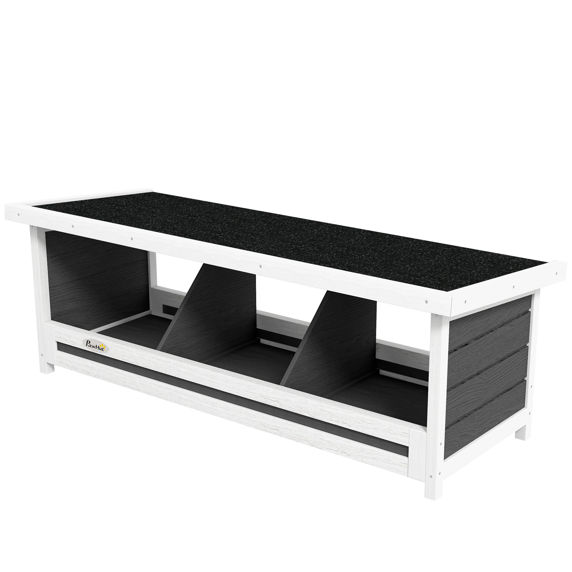 PawHut Pondoir nichoir pour poules 3 emplacements avec toit asphalte structure en bois 95 x 37 x 34 cm gris noir