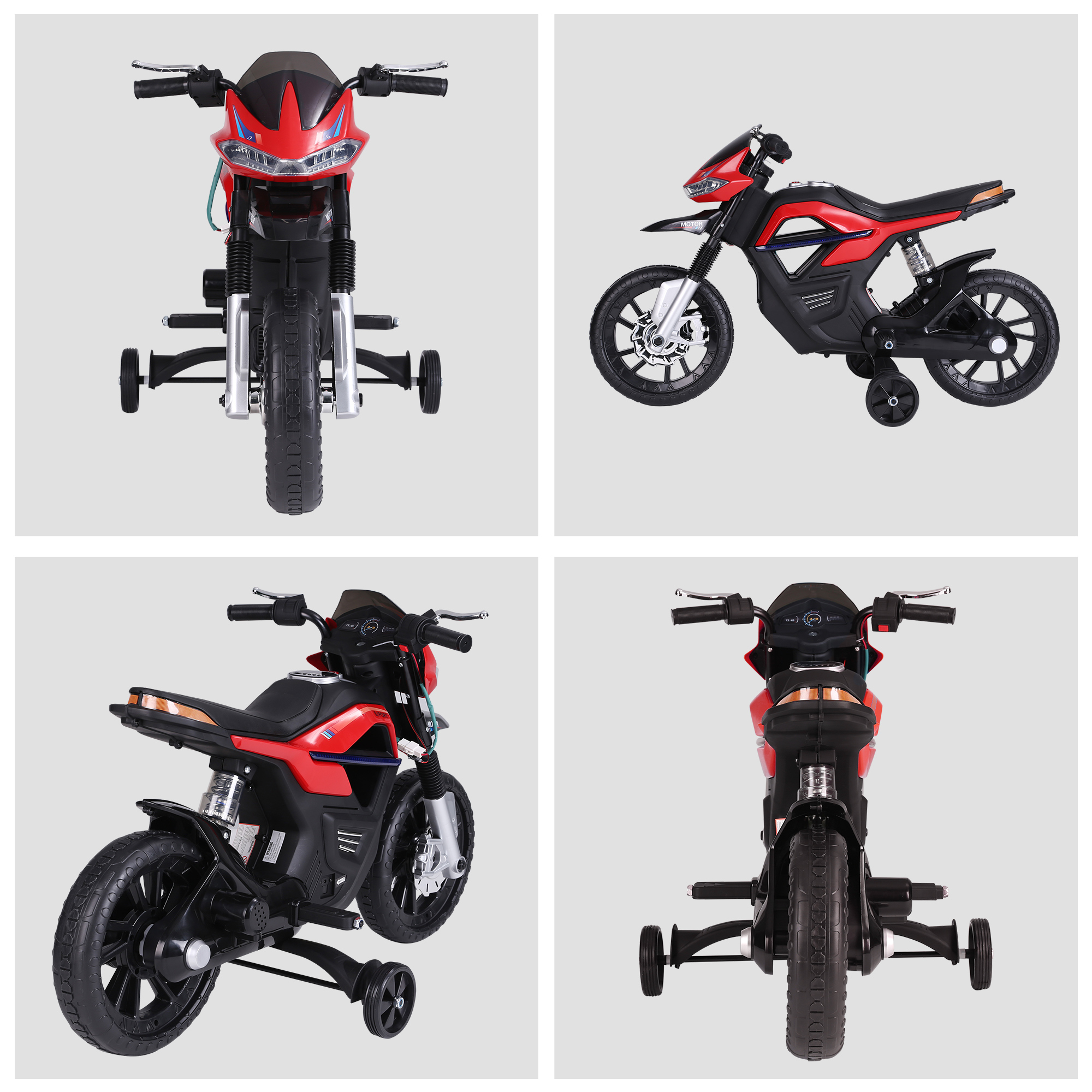 Moto électrique enfant 6 V 3 Km/h effet lumineux roulettes amovibles repose-pied pédale métal PP rose noir