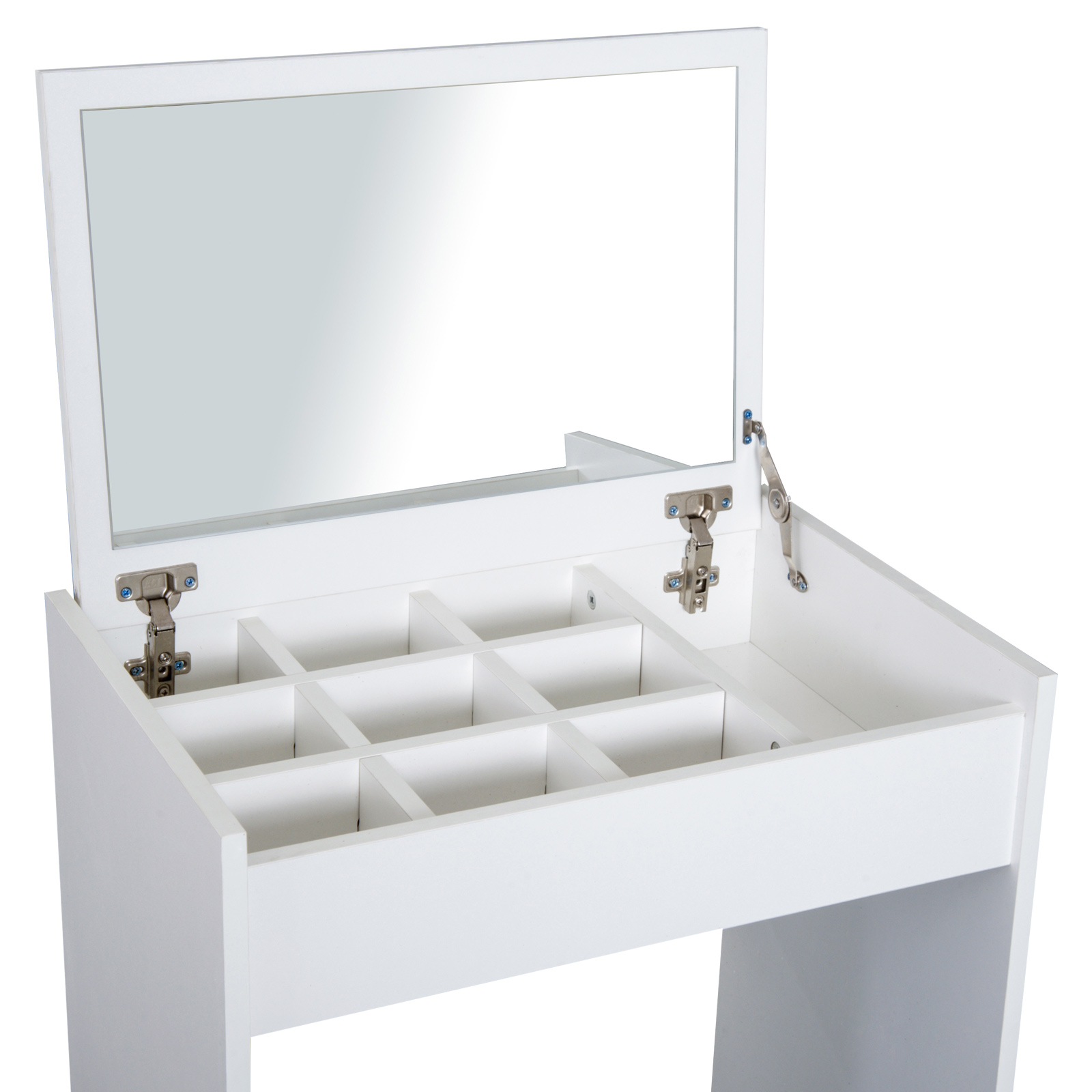 HOMCOM Dressing Table with Mirror and Stool, Vanity Makeup Table with Flip Up Mirror, Vanity Desk with Storage Unit and Padded Seat, White 7