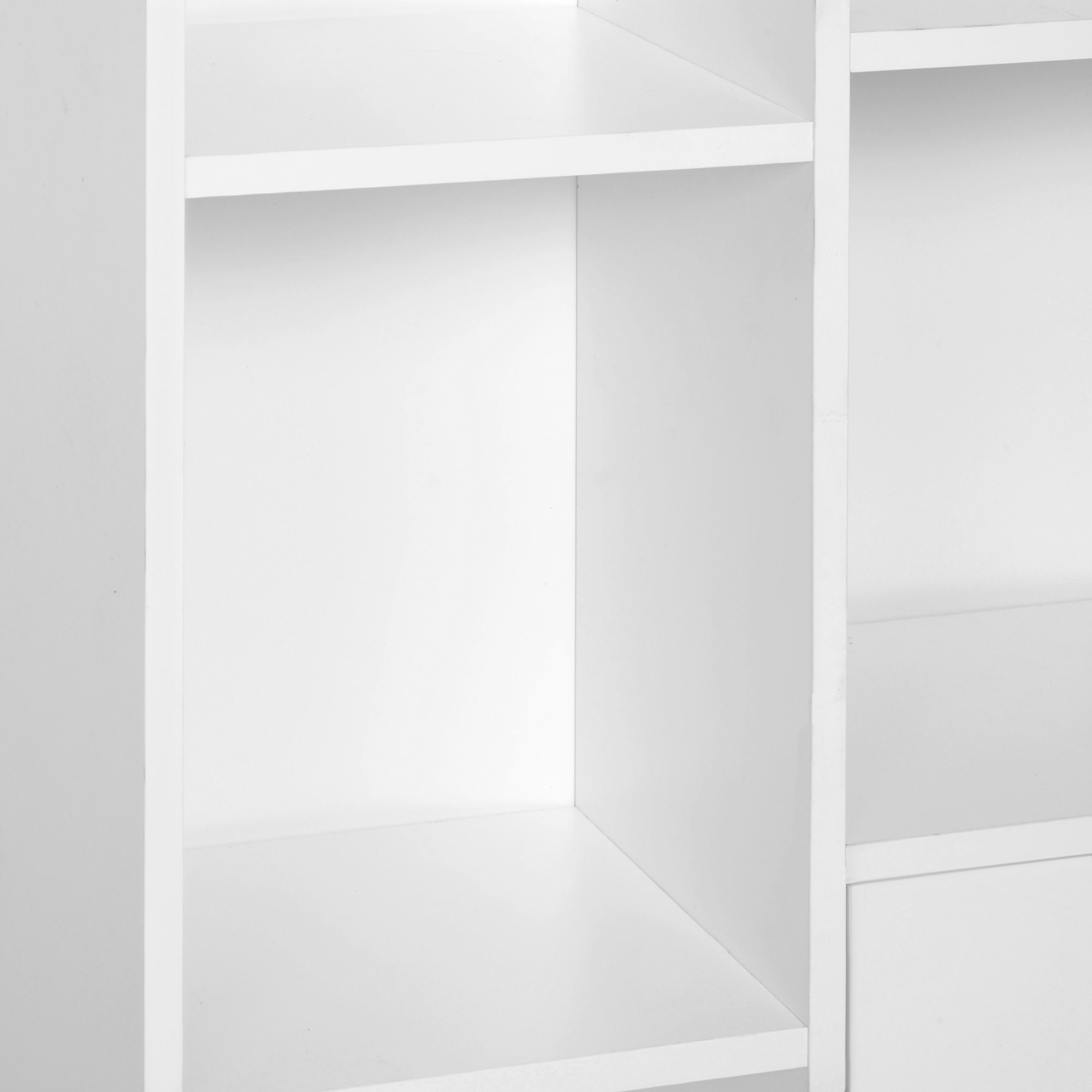 HOMCOM Sideboard Storage Cabinet Cupboard, Open Bookcase with 2 Doors 5 Compartments Wooden Modern Style for Living Room Bedroom Kitchen 80 x 23 x 123 cm, White 8