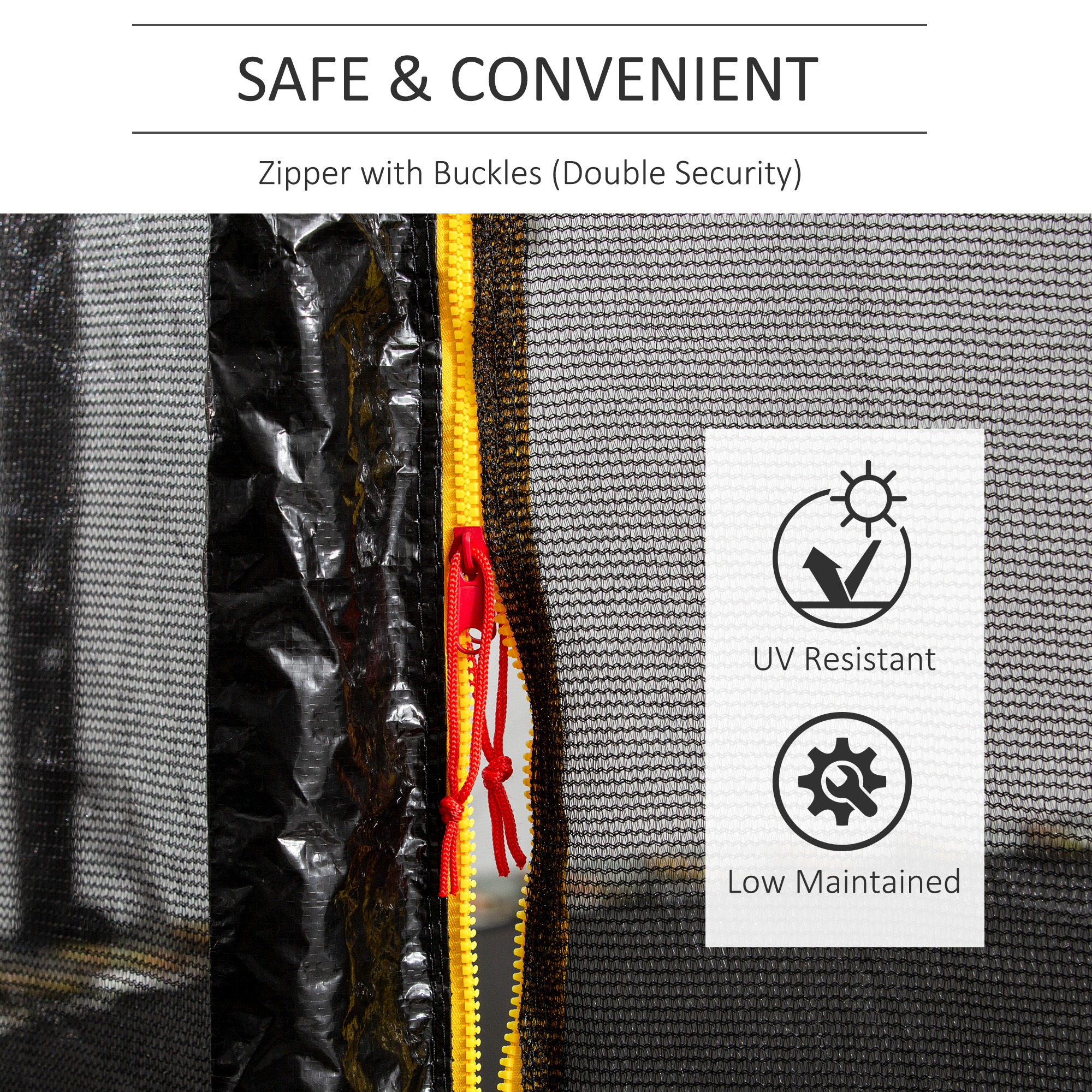 HOMCOM 13ft Trampoline Net Replacement Safety Net Enclosure Net Spare w/ 8 Poles 6