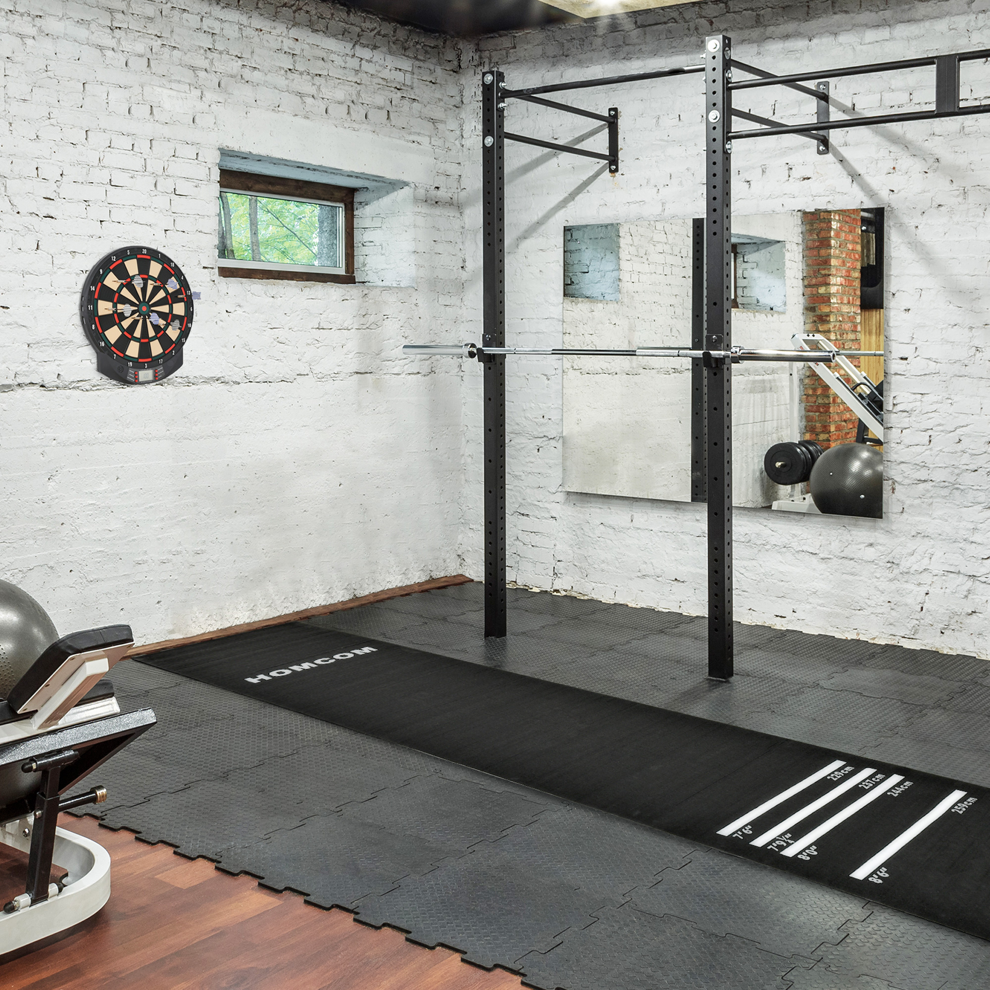 HOMCOM 8 Player Folding Poker Table, Oval Portable Blackjack Casino Table with Cup Holder, Felt Top and Metal Base, 183 x 82 x 75cm, Green and Black