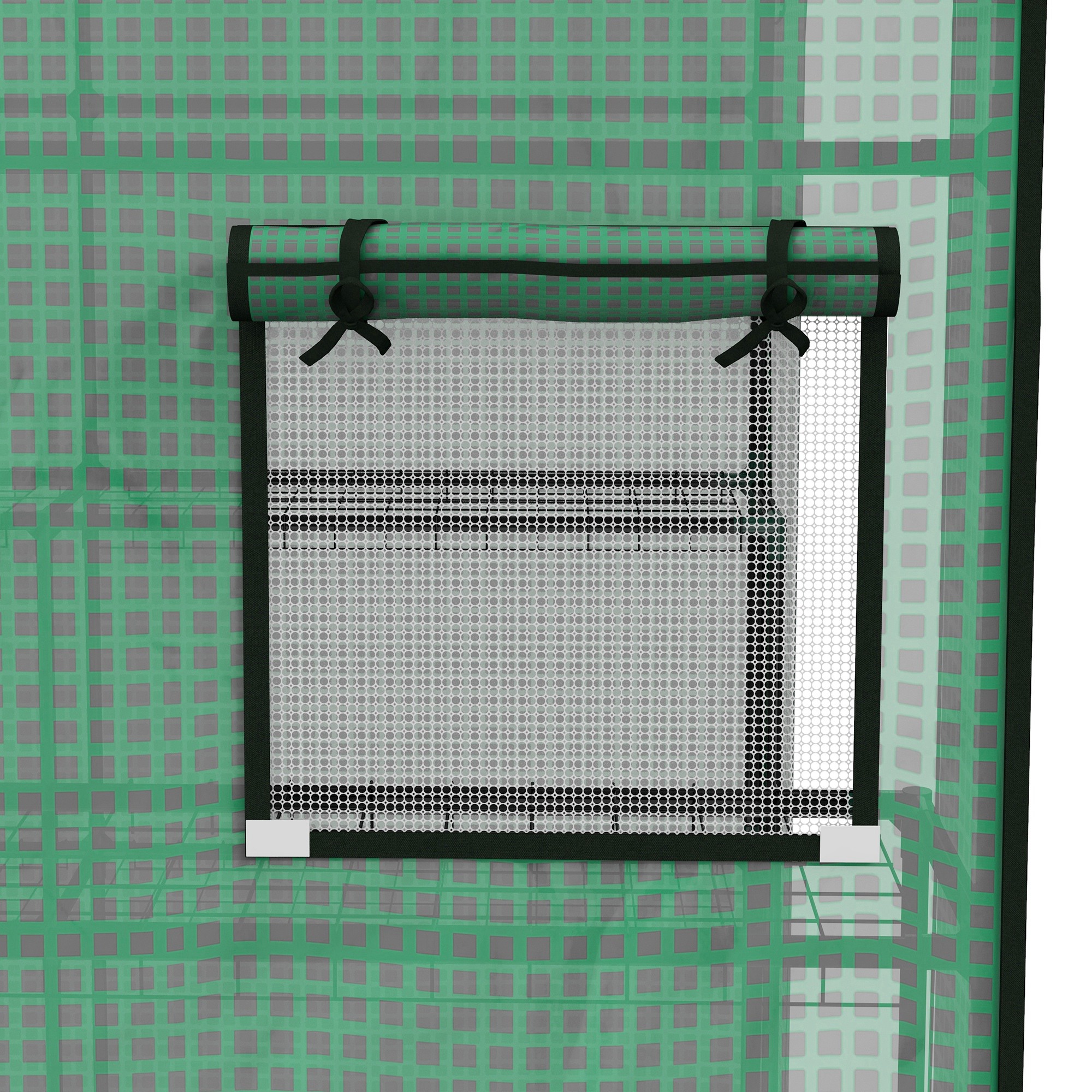 Outsunny Greenhouse Cover Replacement Walk-in PE Hot House Cover with Roll-up Door and Windows, 140 x 143 x 190cm, Green 9