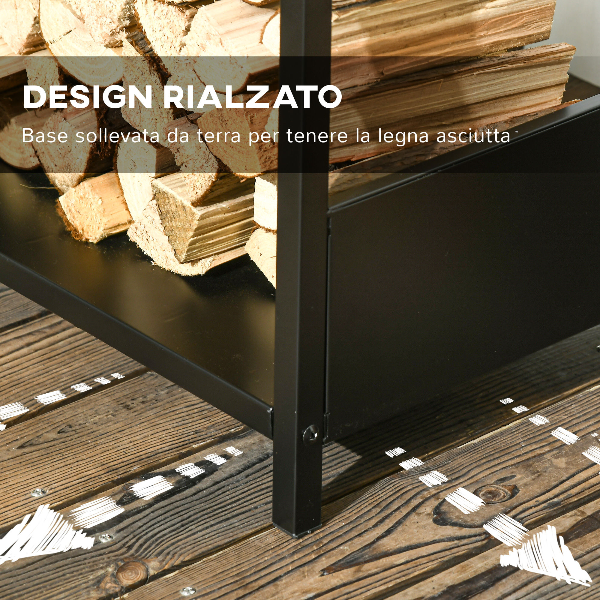 Portalegna Da Esterno/Interno In Metallo Con Accessori - Paletta, Scopa, Pinza E Attizzatoio - Foto 12