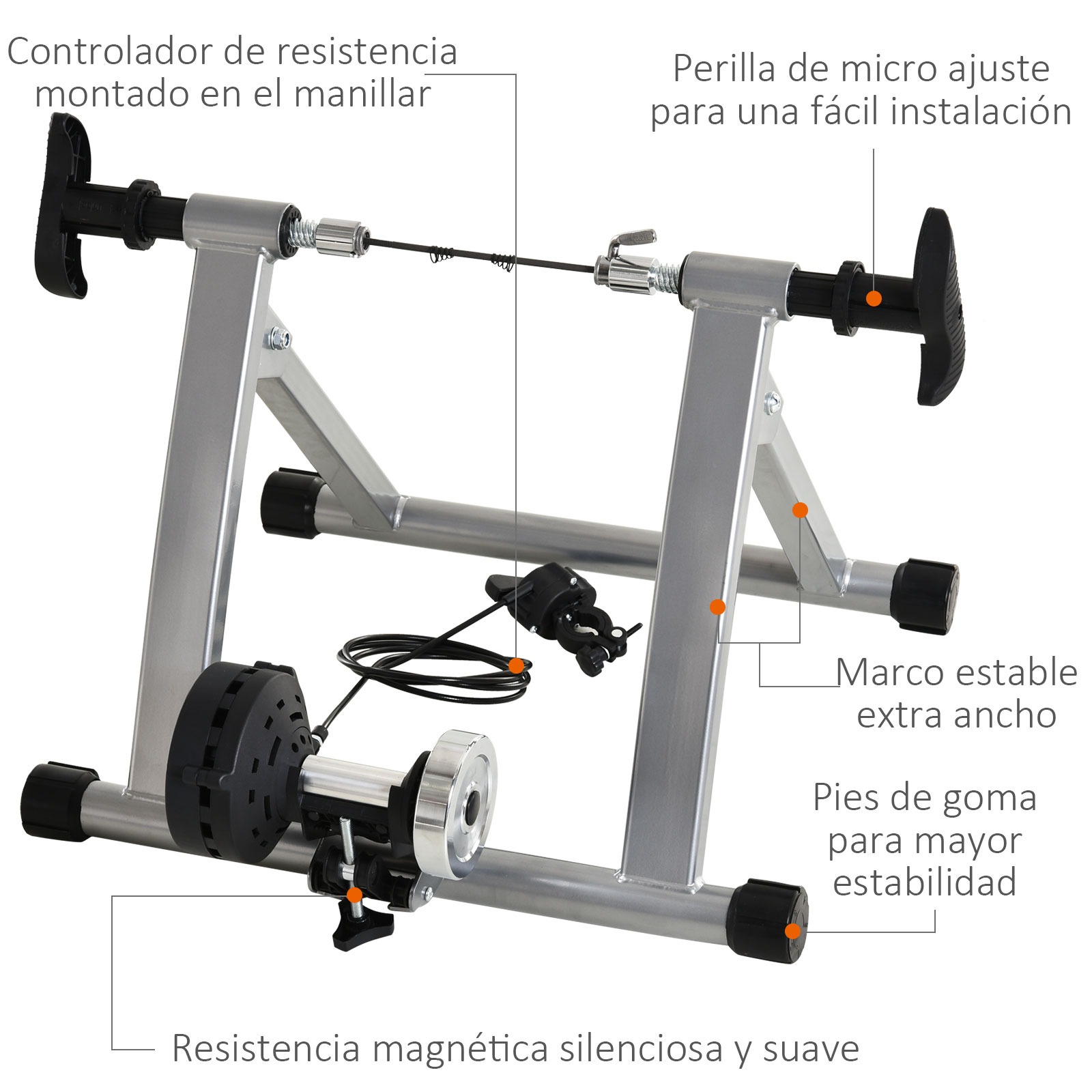 HOMCOM Rodillo de Bicicleta Entrenamiento Plegable con Resistencia