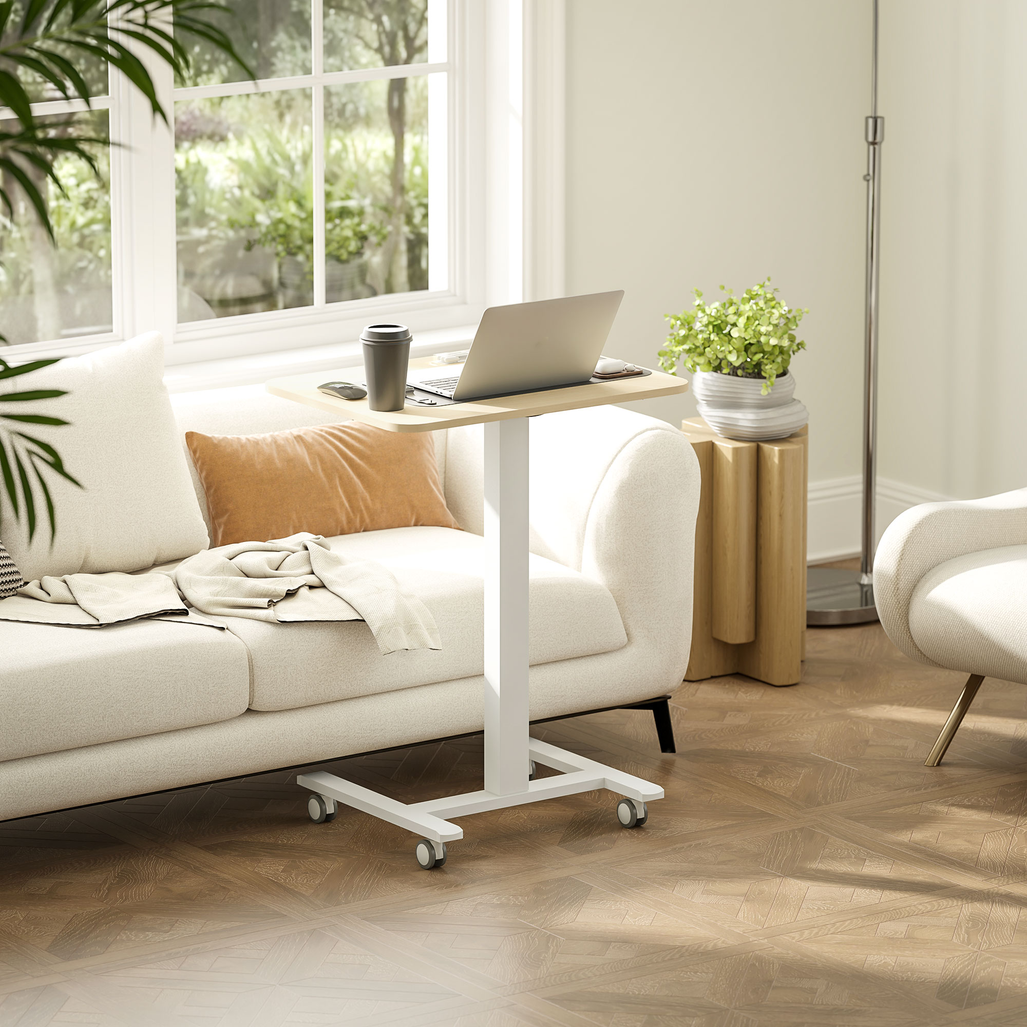 Vinsetto 68-108cm Height Adjustable Work Desk Wood-Effect/White 2
