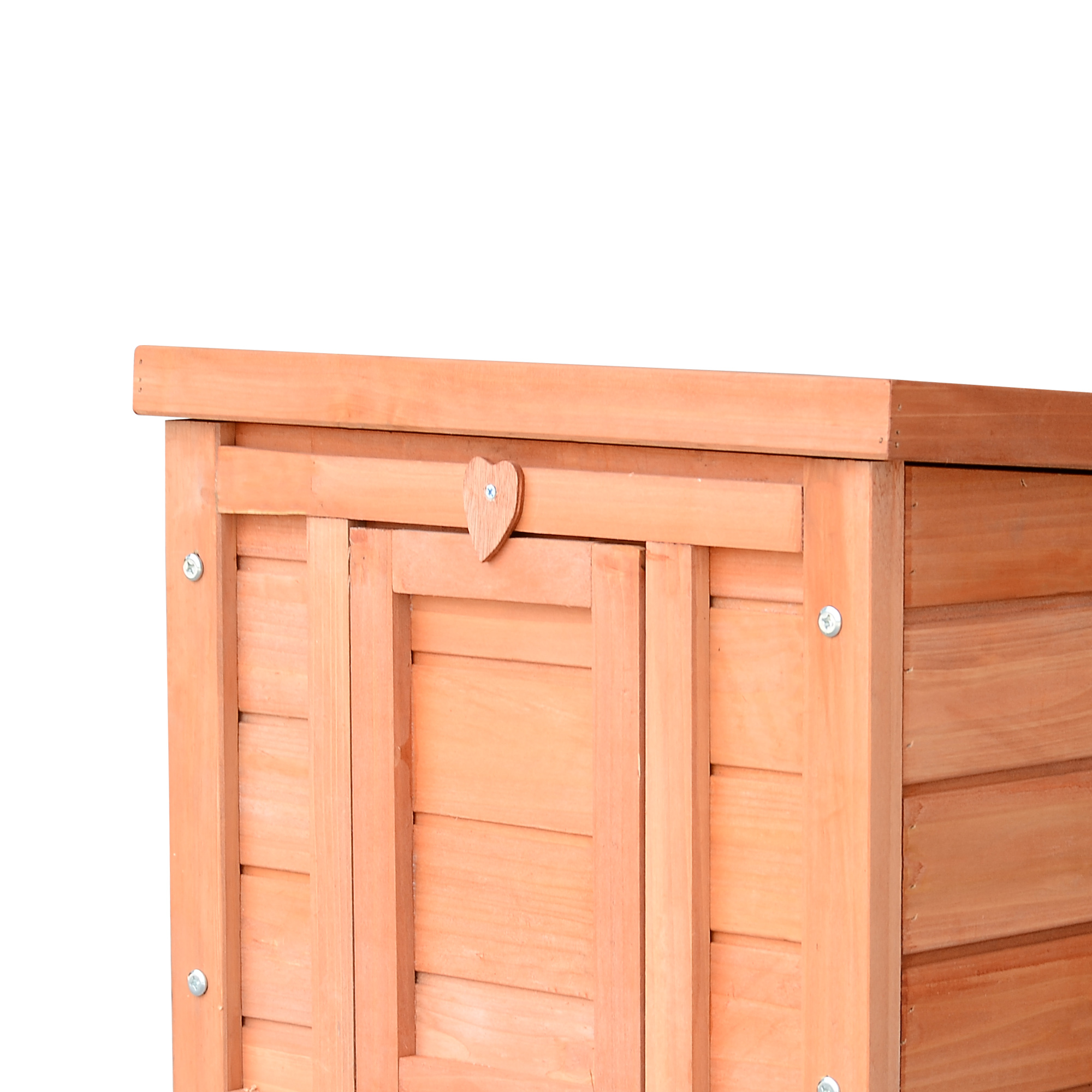 PawHut Wooden Rabbit Hutch Outdoor, Guinea Pig Hutch, Rabbit Hideaway, Cat House, Bunny Cage Small Animal House with Openable Roof, 51 x 42 x 43 cm, Natural 9