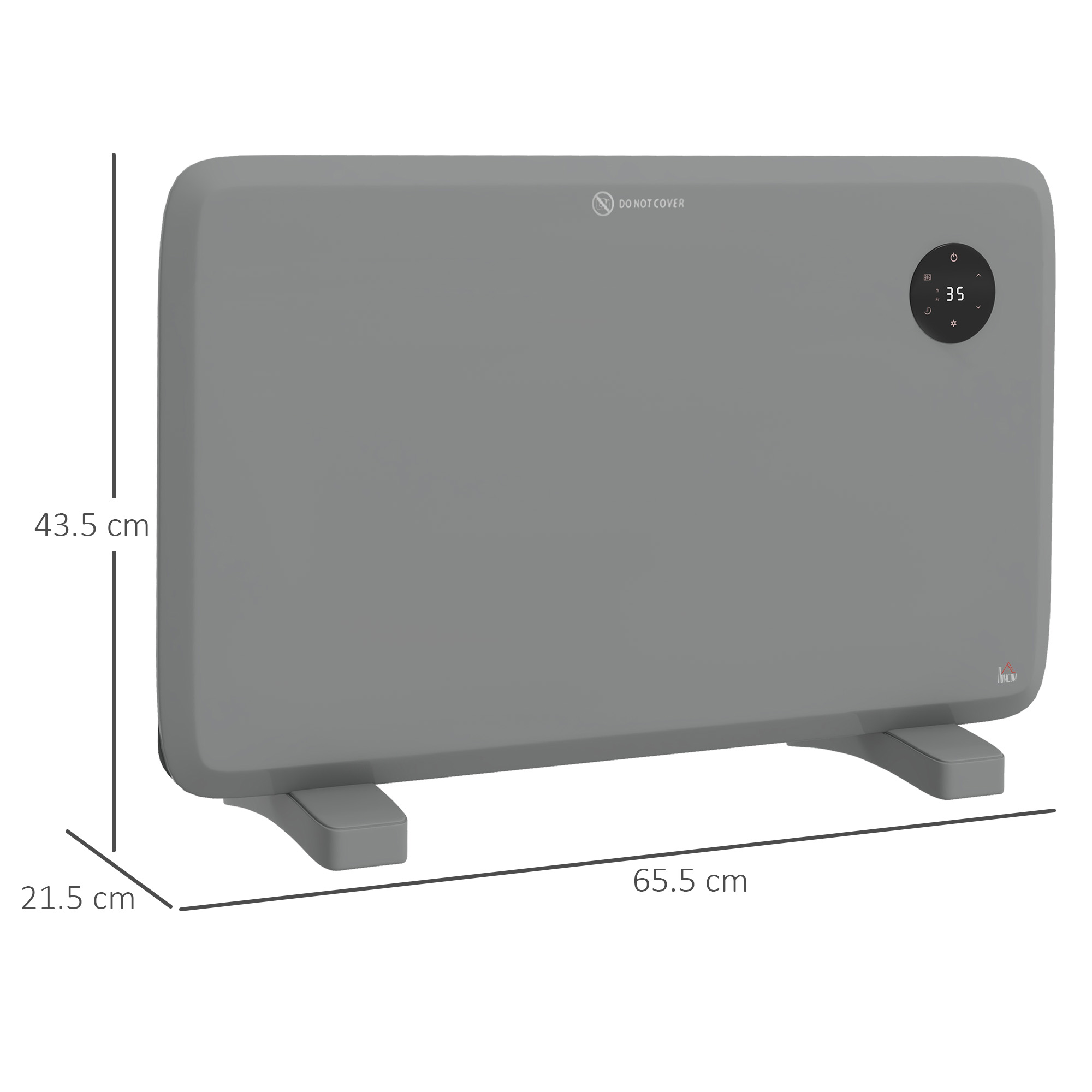 HOMCOM 1200W Electric Convector Heater, Freestanding or Wall Mounted, Space Heater with Adjustable Thermostat, Timer, Grey 3