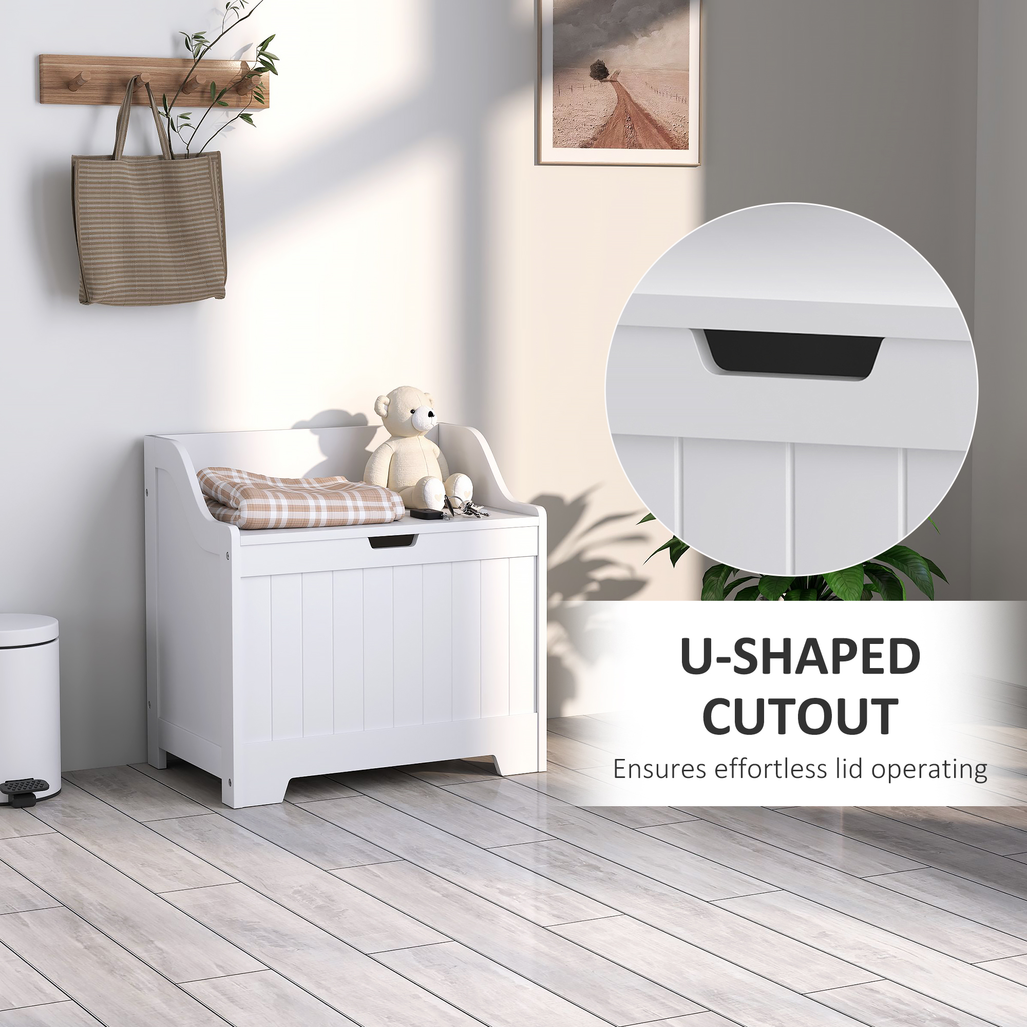 HOMCOM 61L Home Storage Chest White 6