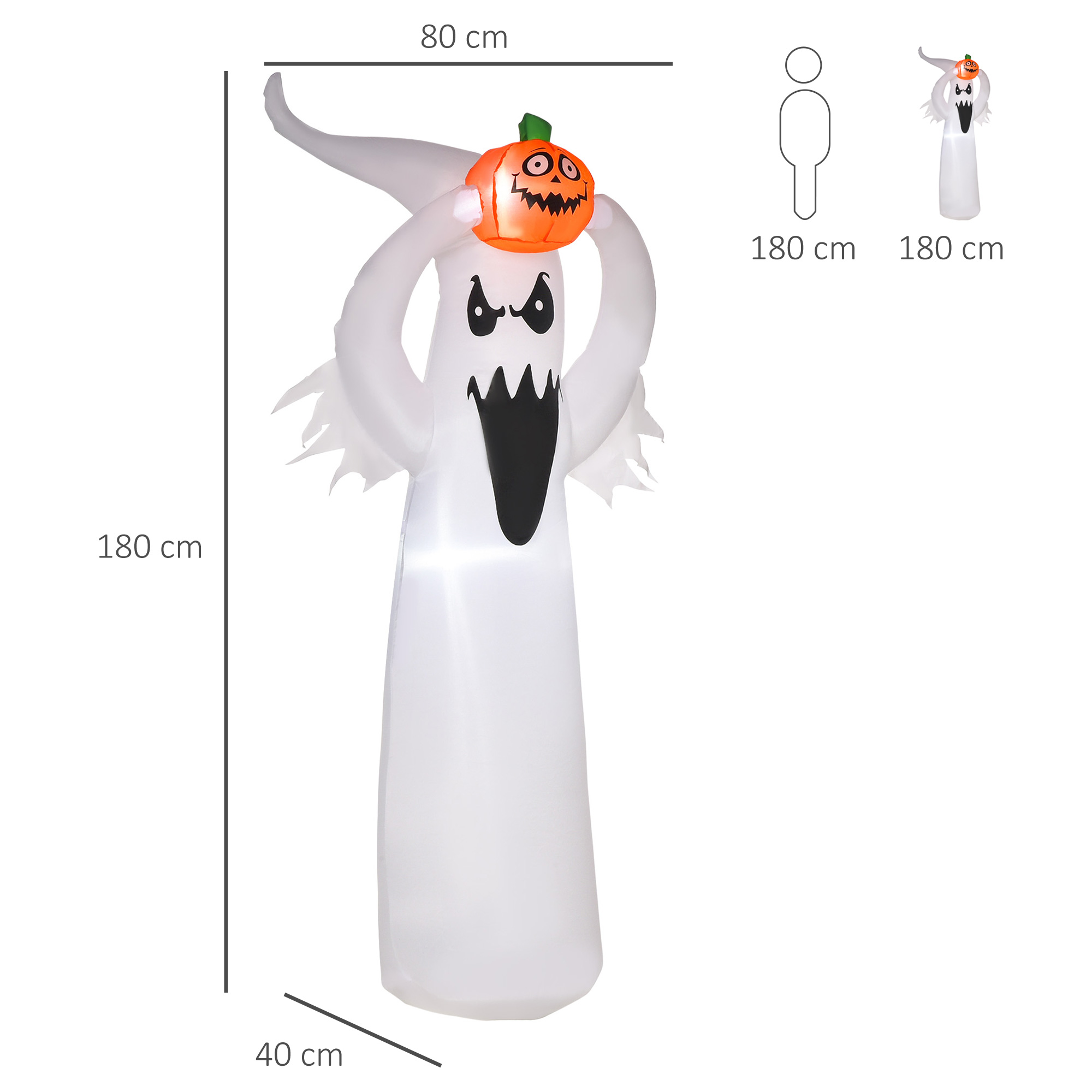 HOMCOM 6FT 1.8m LED Halloween Inflatable Decoration Floating Ghost & Pumpkin Party Outdoors Yard Lawn 3