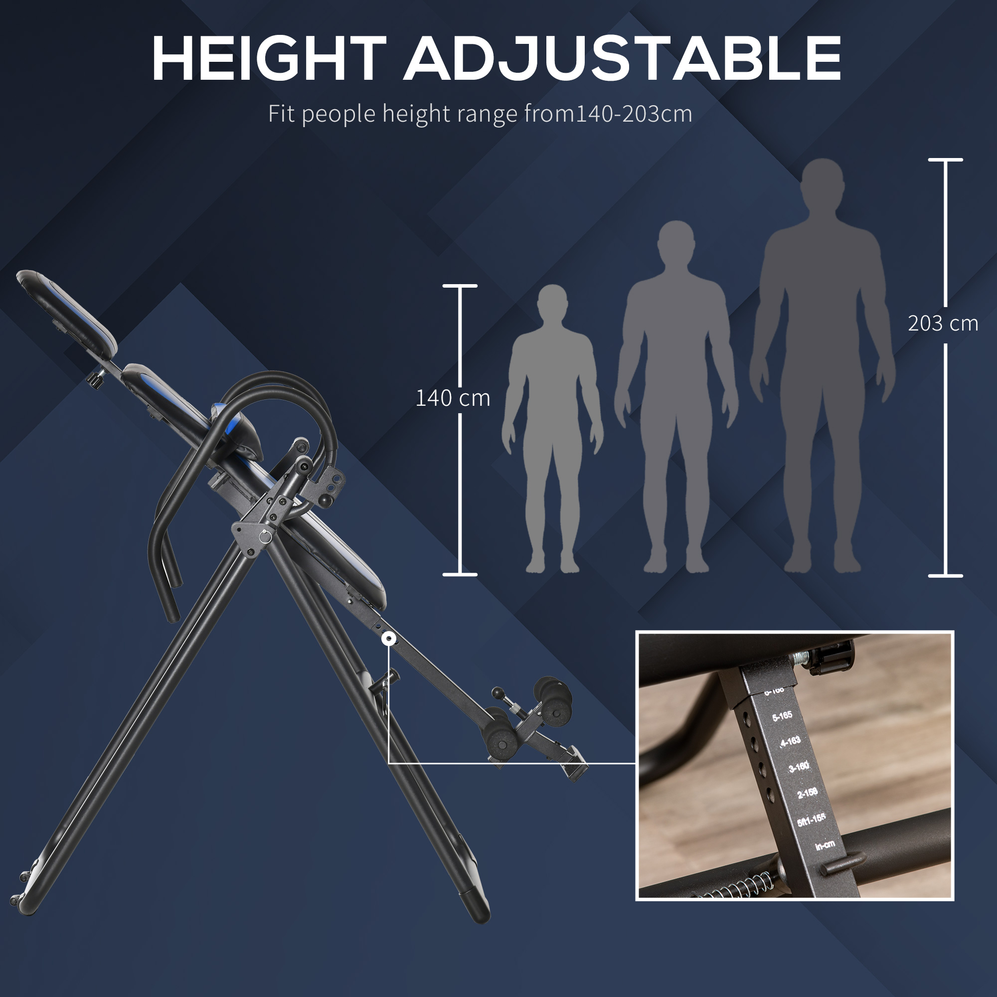 HOMCOM Foldable Gravity Inversion Table, Back Therapy Fitness Bench, with Soft Ankle Cushions, for Home 7