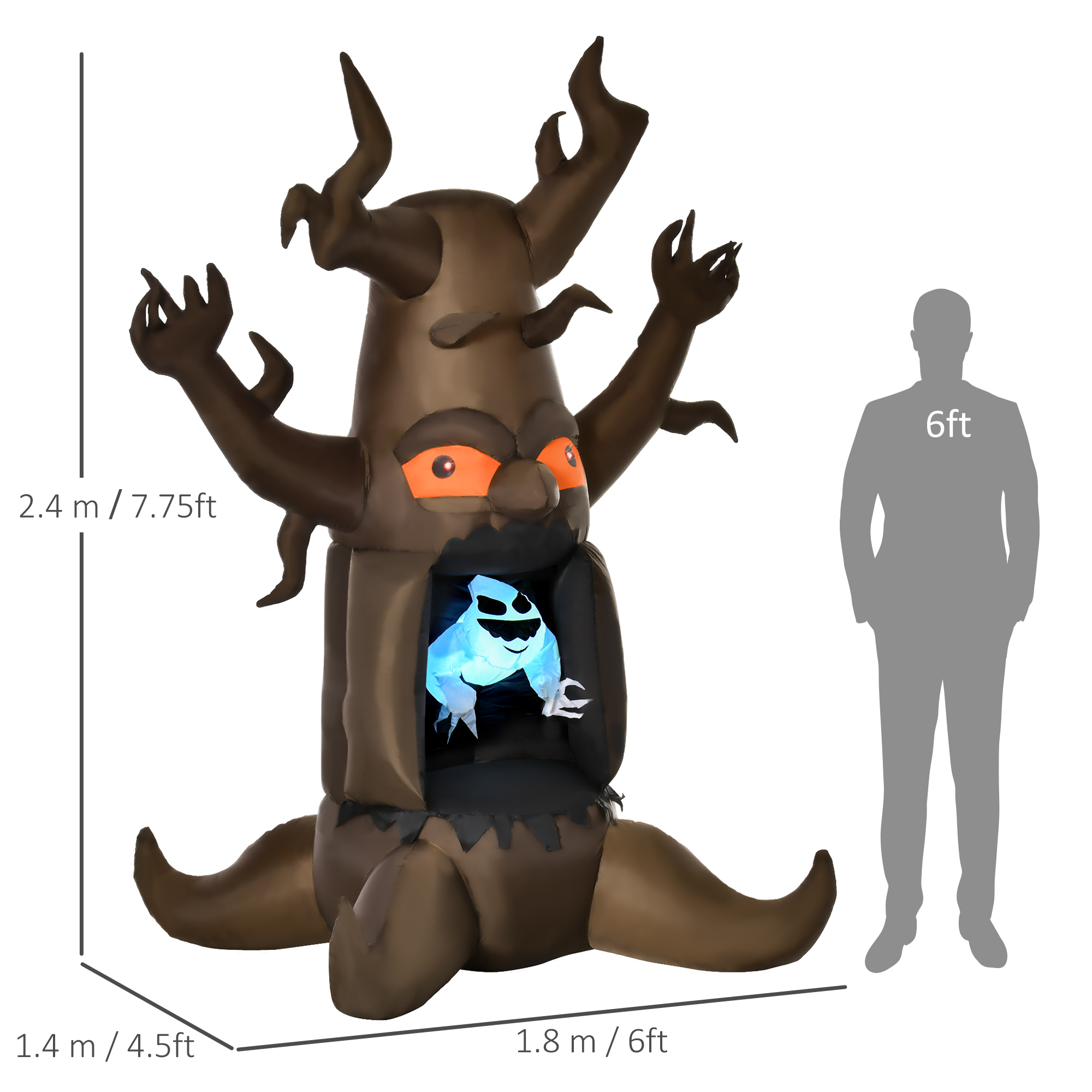 HOMCOM 8FT 2.4m Halloween Inflatable Tree Floating Ghost, Build-in LEDs Blow Up Scary Decorations for Party Outdoor Indoor Yard Garden Holiday Décor 3