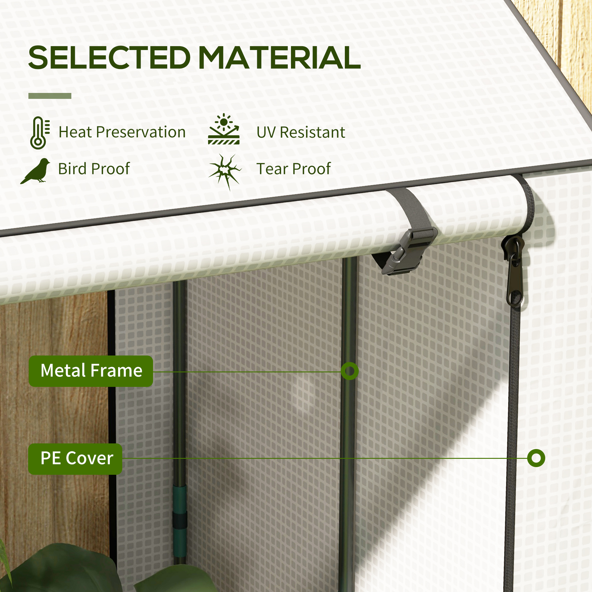 Outsunny Mini Greenhouse with 4 Wire Shelves, Portable Tomato Greenhouse, Upgraded Garden Grow House for Plants with Roll Up Door and Vents, 100 x 80 x 150cm, White 4