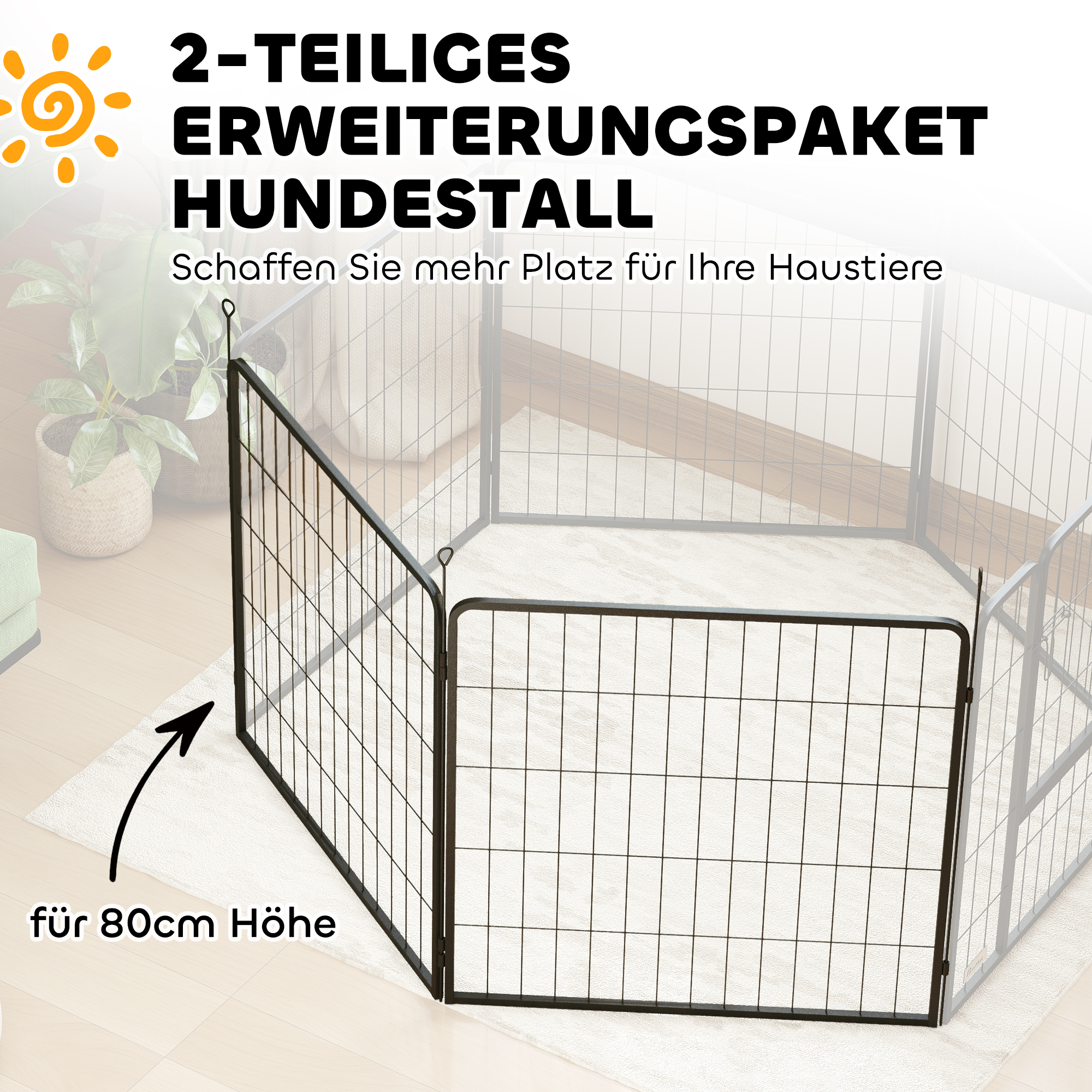 2 pikenduspaneeli komplekt kutsikaaedikutele, koeraaia paneelidele, lemmikloomade mänguväljakule, terasest kutsikaaia, hall