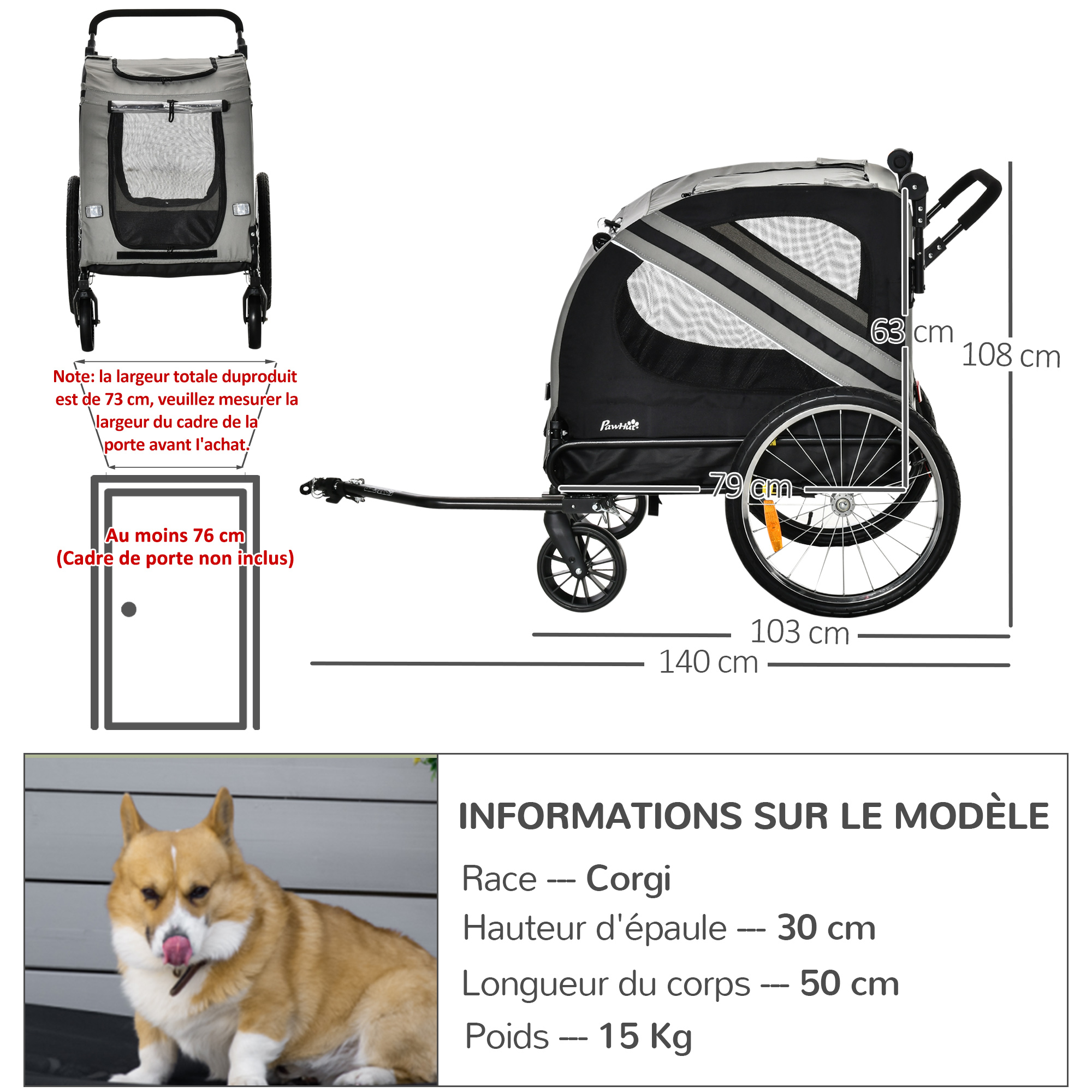 Housse Imperméable Pour Remorque De Vélo (enfant Ou Chien) - Tissu Oxford 210D, Dimensions ~140x99x84 Cm - Compatible Plupart Marques (Thule, Burley, Etc.)