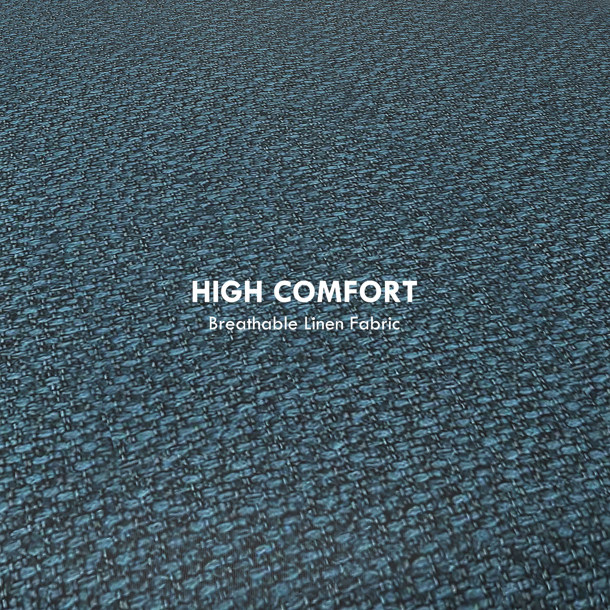 HOMCOM Round Linen-Look Storage Ottoman Blue 5