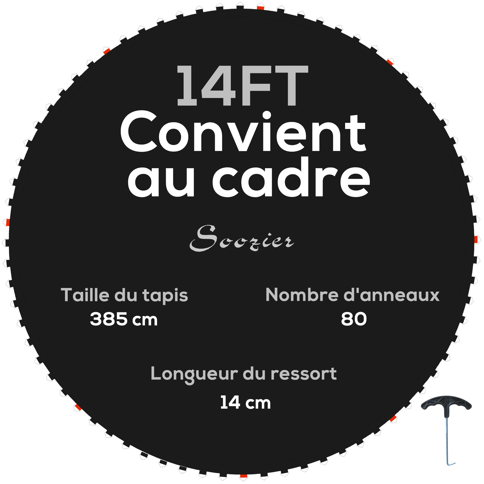 SPORTNOW Tapis De Remplacement Pour Trampoline 3,7 M – 72 Anneaux V, Ressorts 14 Cm, Outil De Traction Inclus, PP, UV, Résistance 120 Kg