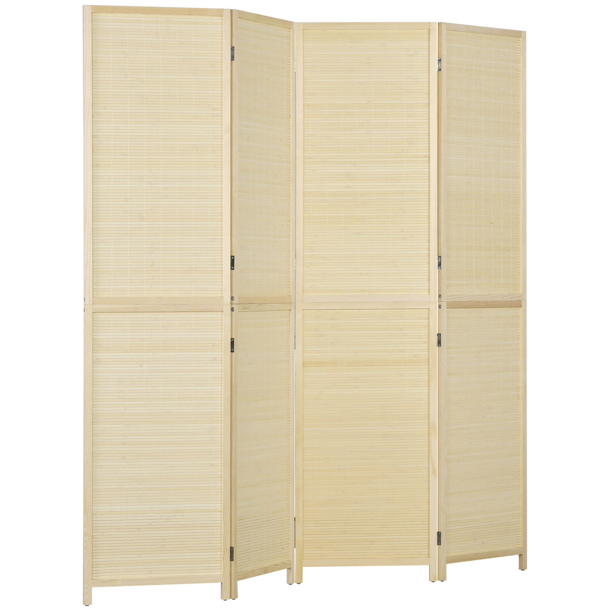 HOMCOM Paravent en bois de bambou 4 panneaux 180 x 180 cm séparateur de pièce cloison de séparation pliable - naturel