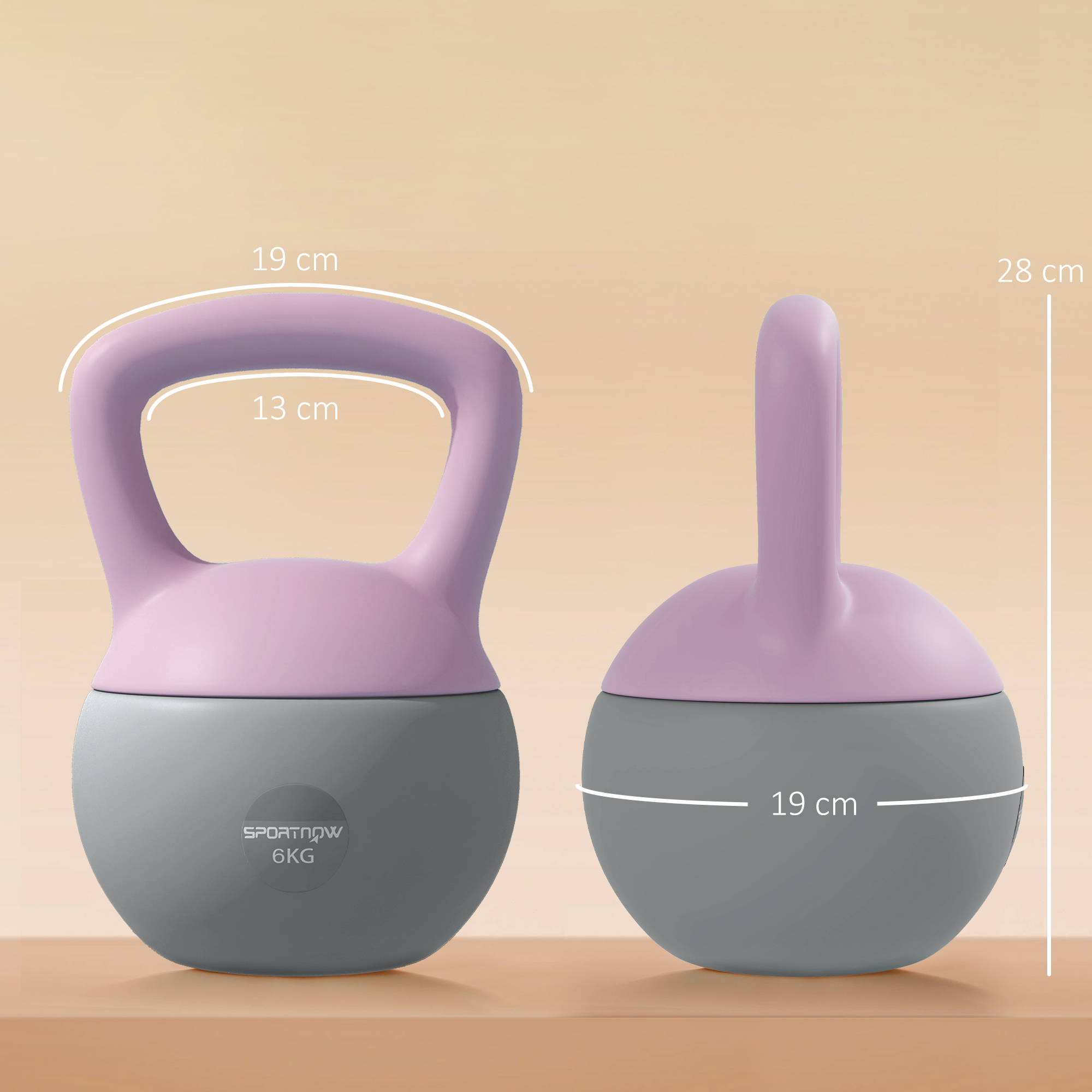 SPORTNOW 6KG Soft Kettlebell, Kettle Bell with Non-Slip Handle for Home Gym, Weight Lifting, Strength Training, Purple/Grey 3