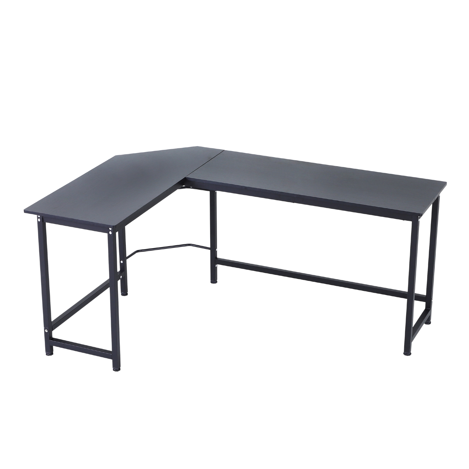 Vinsetto Scrivania ad Angolo in Legno Truciolare e Metallo Nero 168 x 120 x75 cm