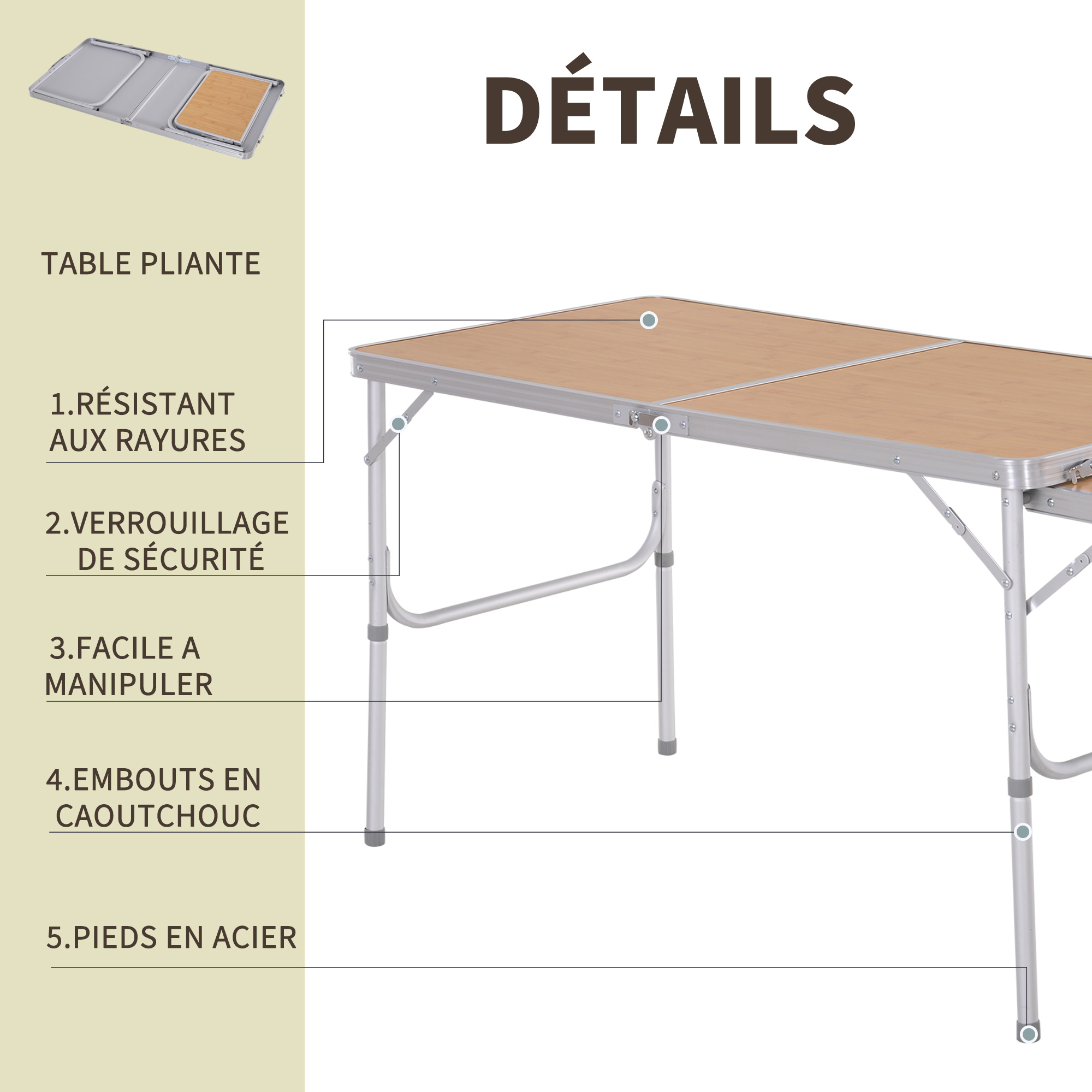 Table Pliante Extérieure Pour Camping-car - Charge Max 20 Kg, Montage Latéral