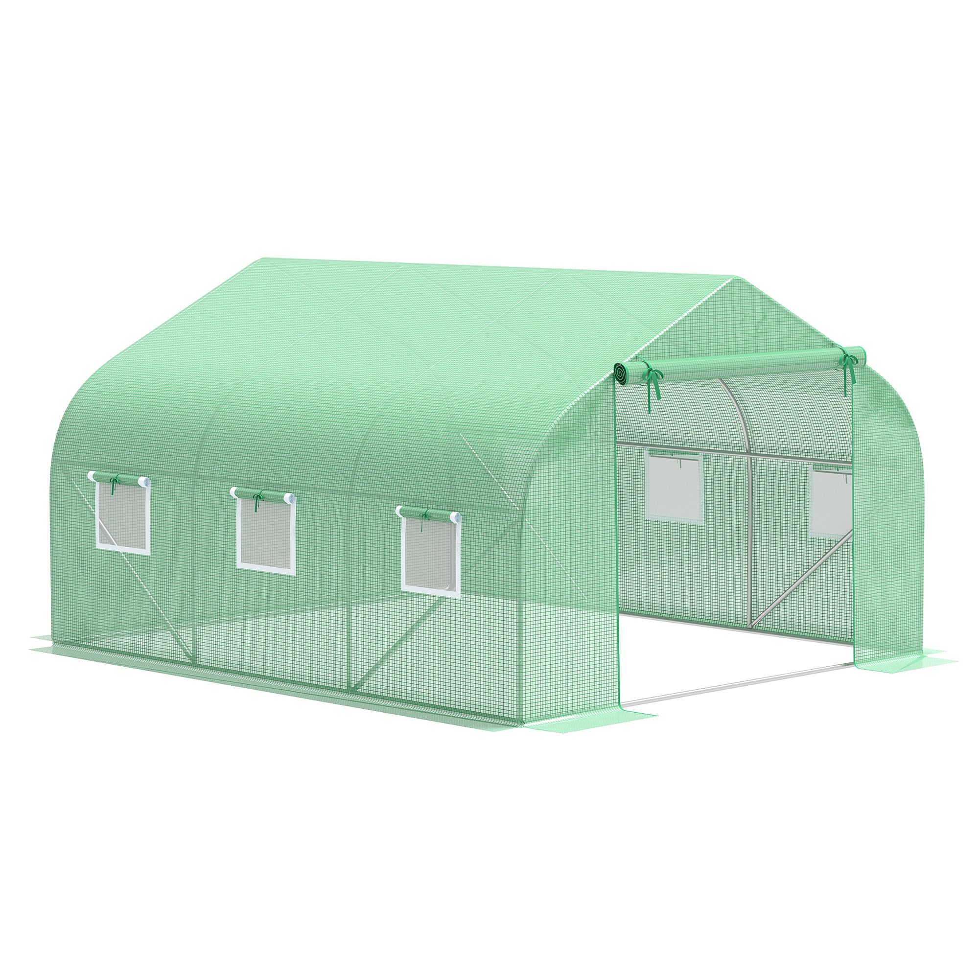 Outsunny Serre tunnel de jardin 3,5 x 3 x 2 m grande taille 6 fenêtres vert Outsunny Serre tunnel de jardin 3,5 x 3 x 2 m grande taille 6 fenêtres vert