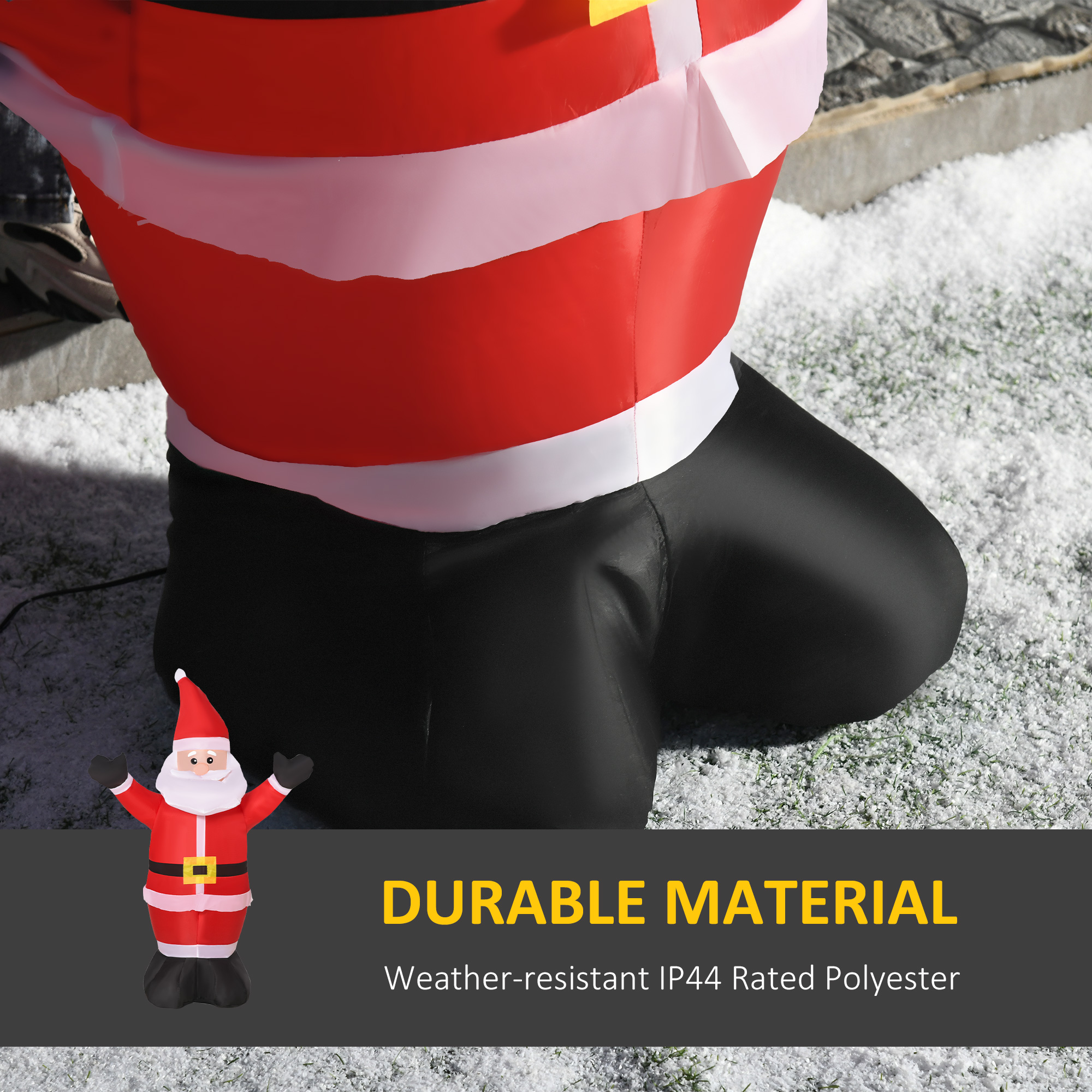HOMCOM 4ft Inflatable Christmas Santa Claus Xmas Decoration 1 LED Holiday Air Blown Yard Outdoor Décor 5