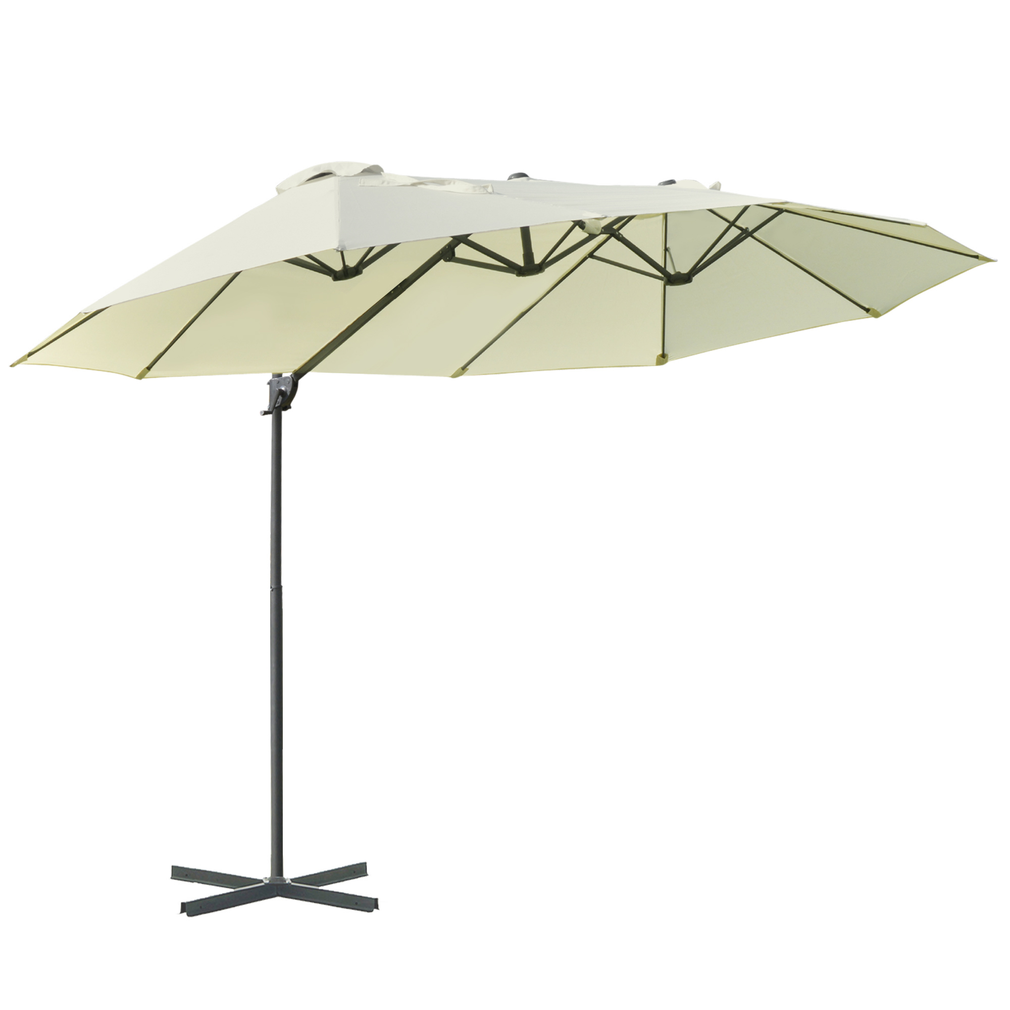 Outsunny Sombrilla Doble de 270x440x250 cm Parasol Grande Inclinable con Manivela para Abrir y Cerrar Fácil Color Beige   Aosom España