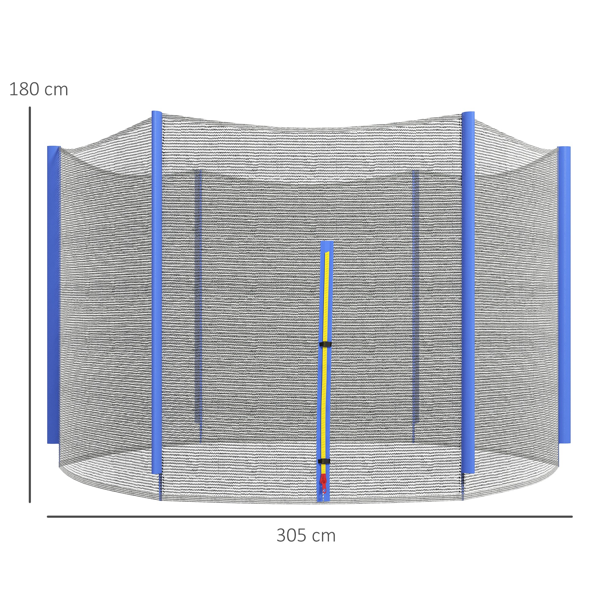 SPORTNOW 10ft Trampoline Net Replacement with 6 Plastic Pole Covers, Weather-Resistant Trampoline Netting Replacement with Zipped Entrance, Poles Not Included, Blue 3