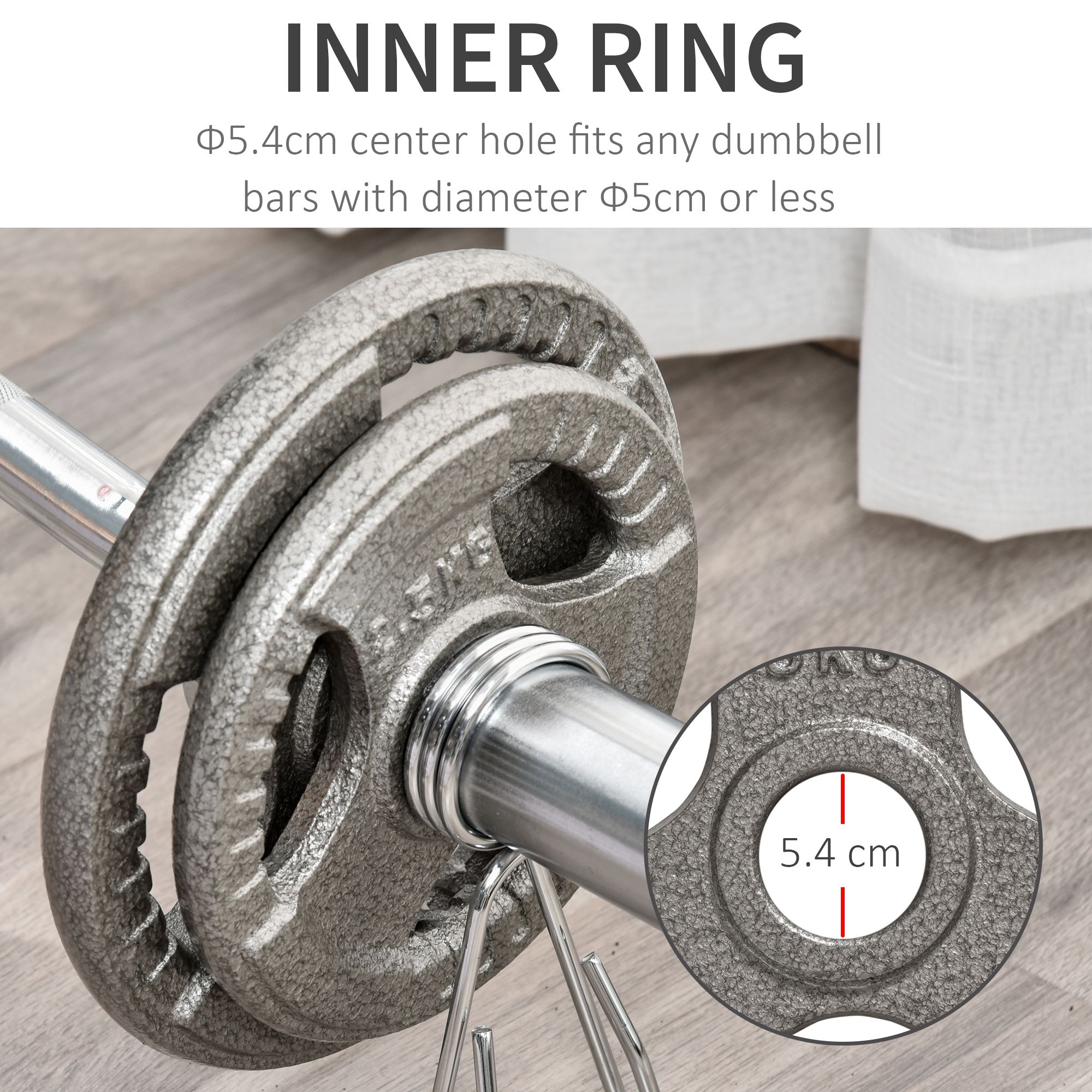 HOMCOM Set of 4 Weight Plate for 2 inch/5cm hole Dumbbell Handle Bar 15kg Dumbbell Plates Barbell Weight 2 x 5kg, 2 x 2.5kg 5