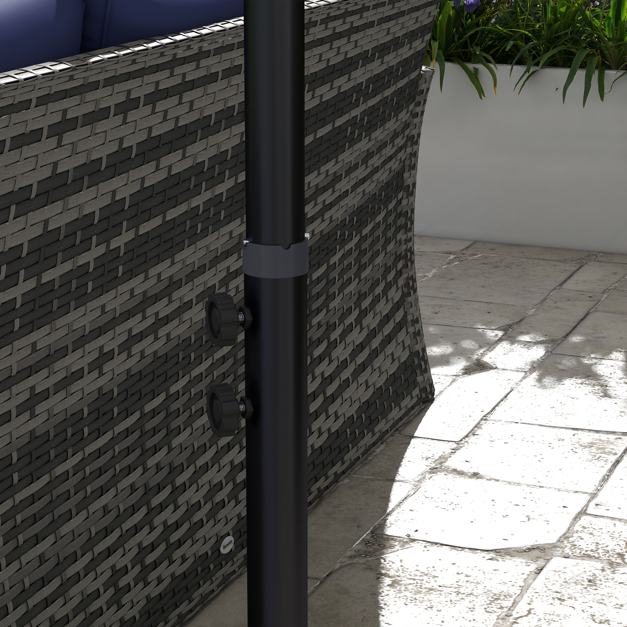 Outsunny 3m Square Canopy Cantilever Parasol, with Cross Base Beige 9