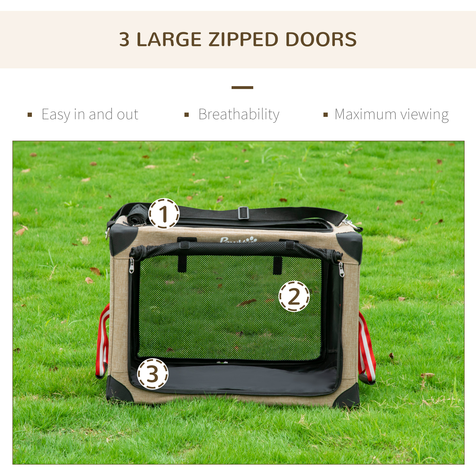 PawHut Foldable Pet Carrier, with Cushion, for Small Dogs and Cats 8