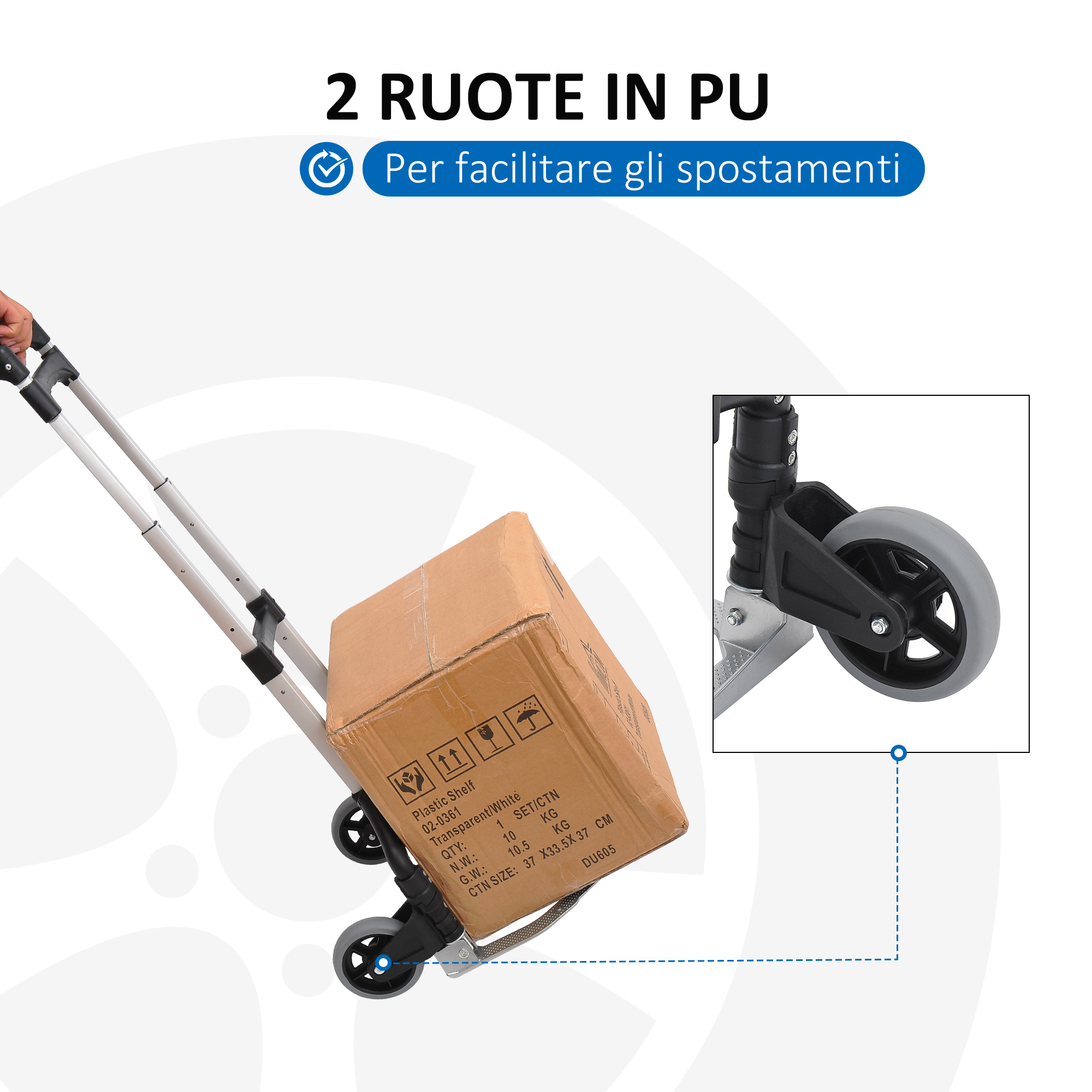 Carrello Pieghevole Portatile 158 Kg – Transpallet A 6 Ruote In Alluminio Per Traslochi E Spesa - 3