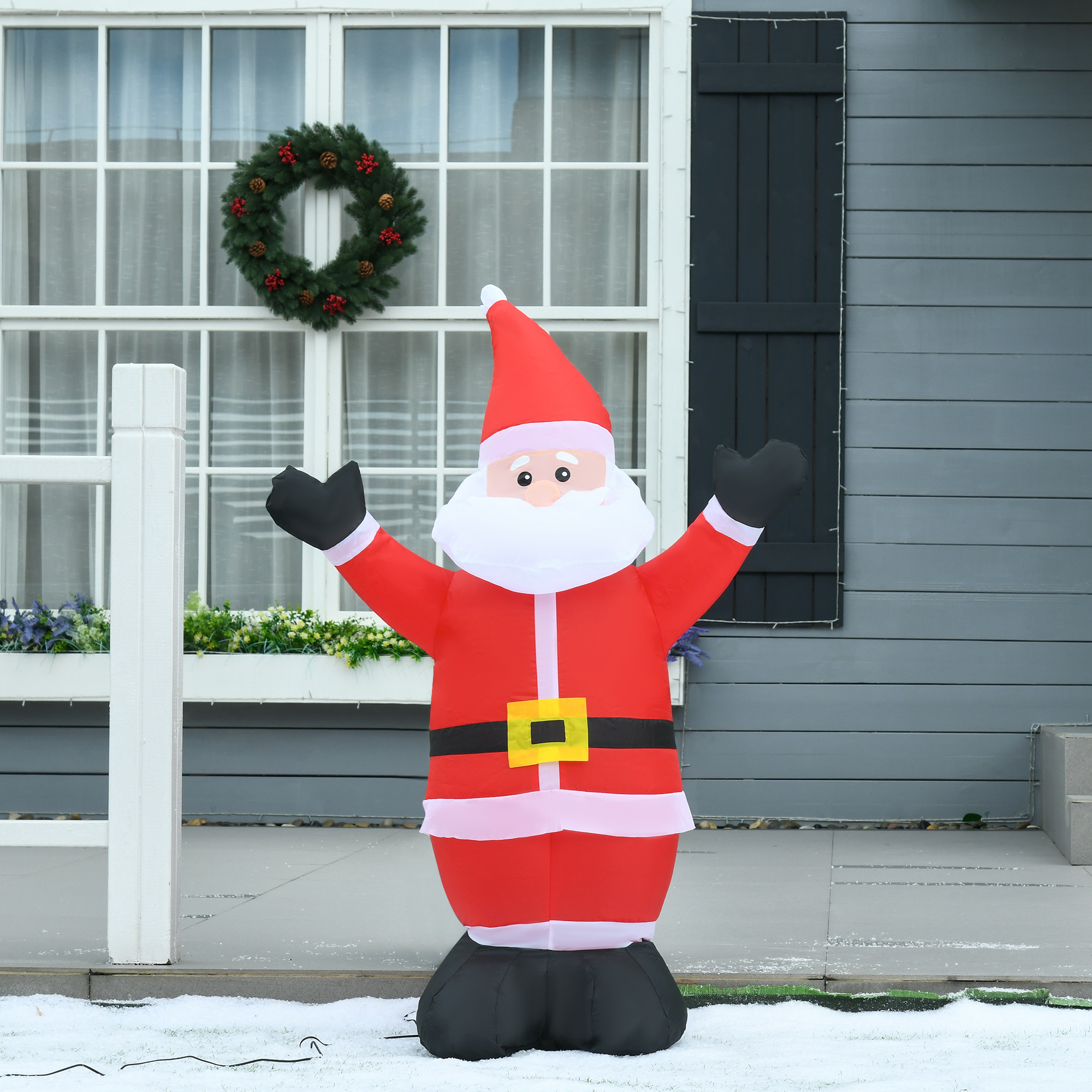 HOMCOM 4ft Inflatable Christmas Santa Claus Xmas Decoration 1 LED Holiday Air Blown Yard Outdoor Décor 2