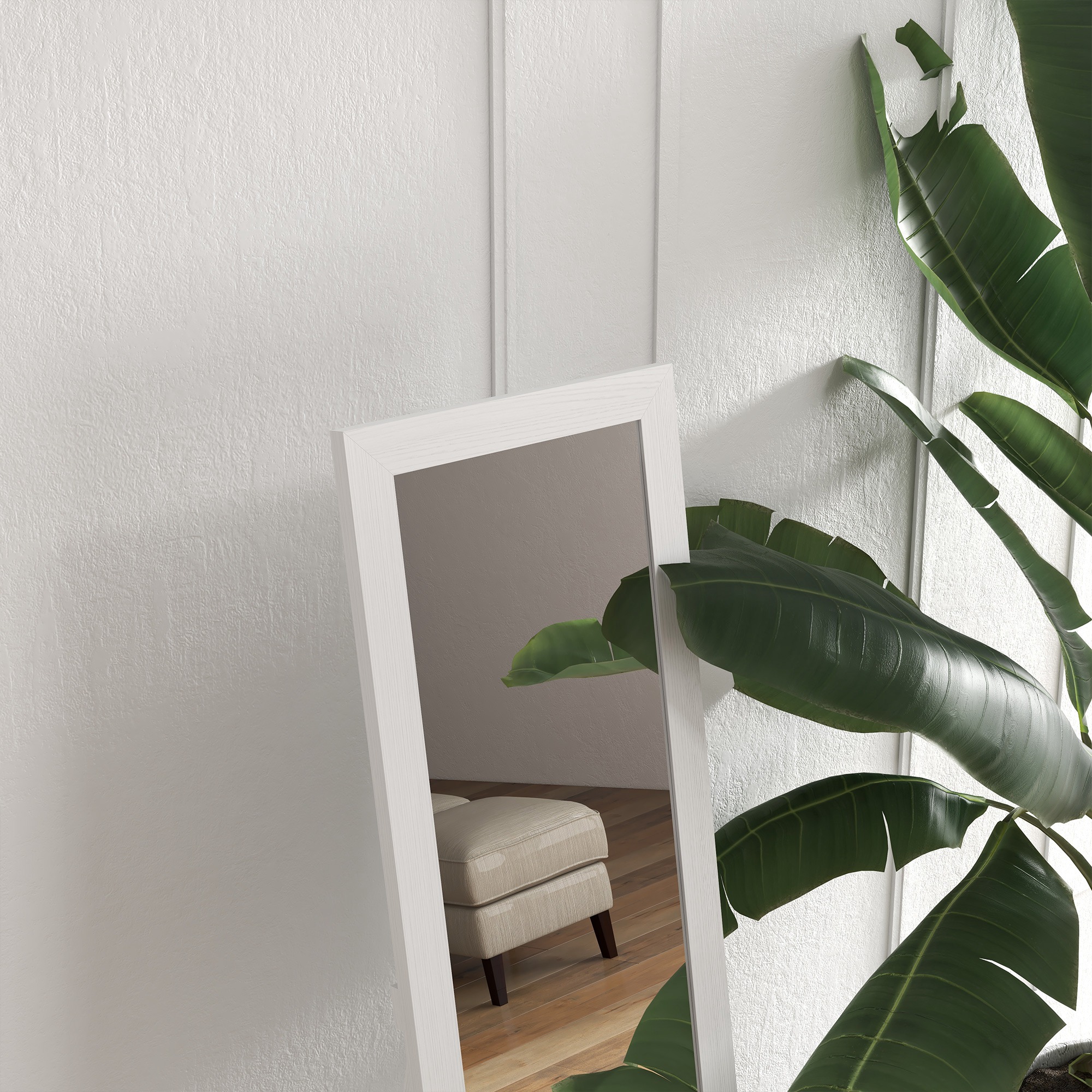 HOMCOM Rustic Full Length Mirror, Hanging and Freestanding Floor Mirror, Farmhouse Decorative Wall Mirror, for Living Room, Bedroom, 157 cm, White 8