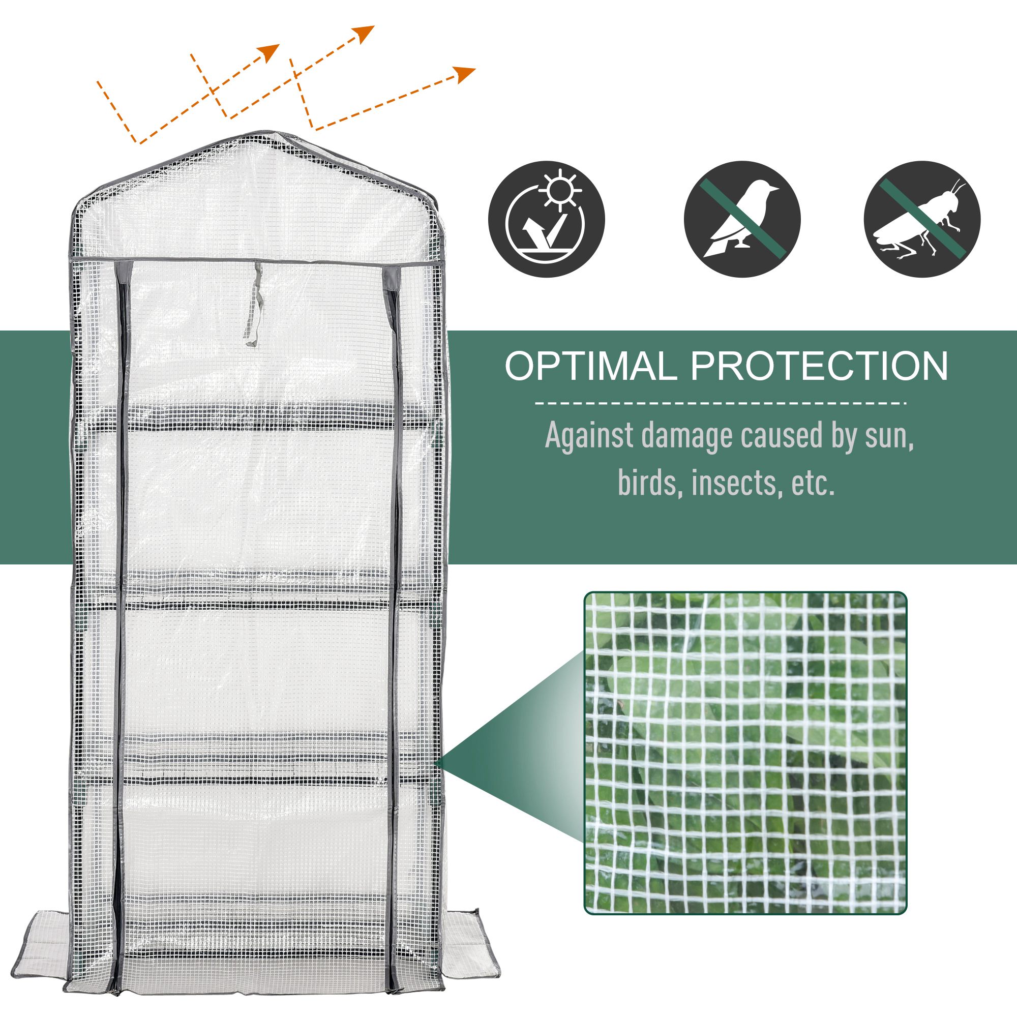 Outsunny 4 Tiers Mini Portable Greenhouse Compact Plant Grow Shed Metal Frame PE Cover 160H x 70L x 50Wcm 5