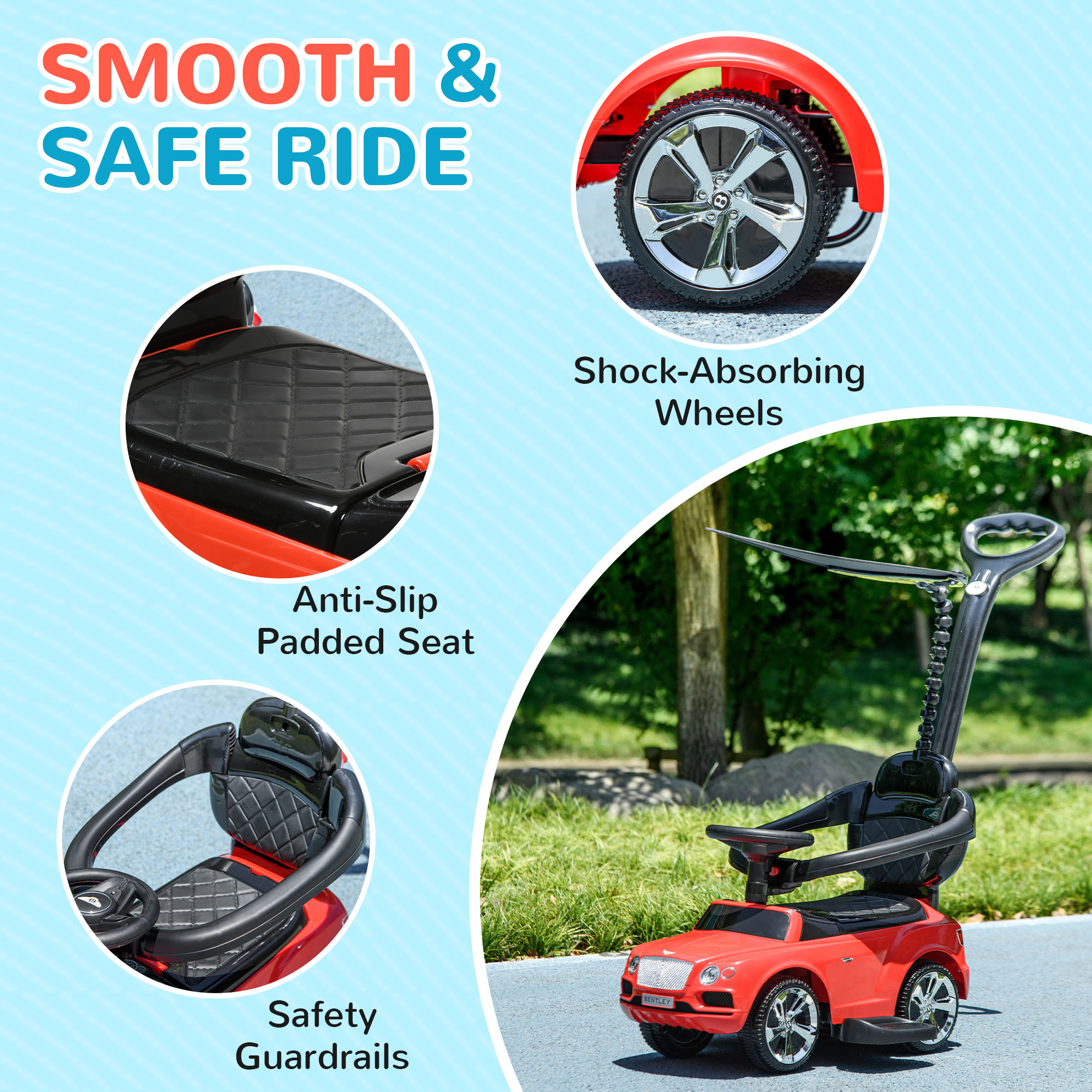 AIYAPLAY Bentley Bentayga Licensed 3-in-1 Baby Push Car, Ride on