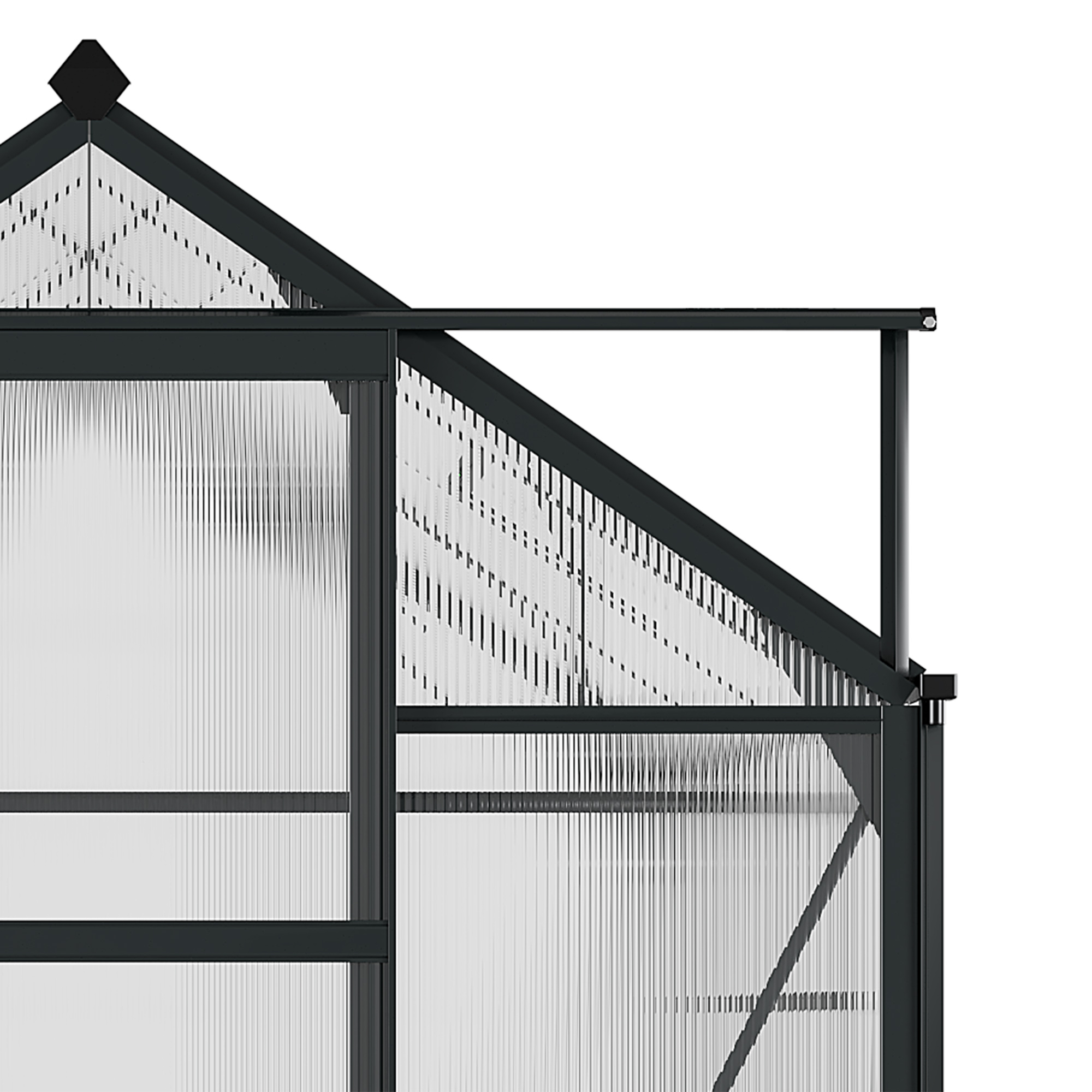 Outsunny 6 x 8ft Polycarbonate Greenhouse, Large Walk-In Green House with Slide Door and Window, Garden Plants Grow House with Aluminium Frame and Foundation, Grey 9