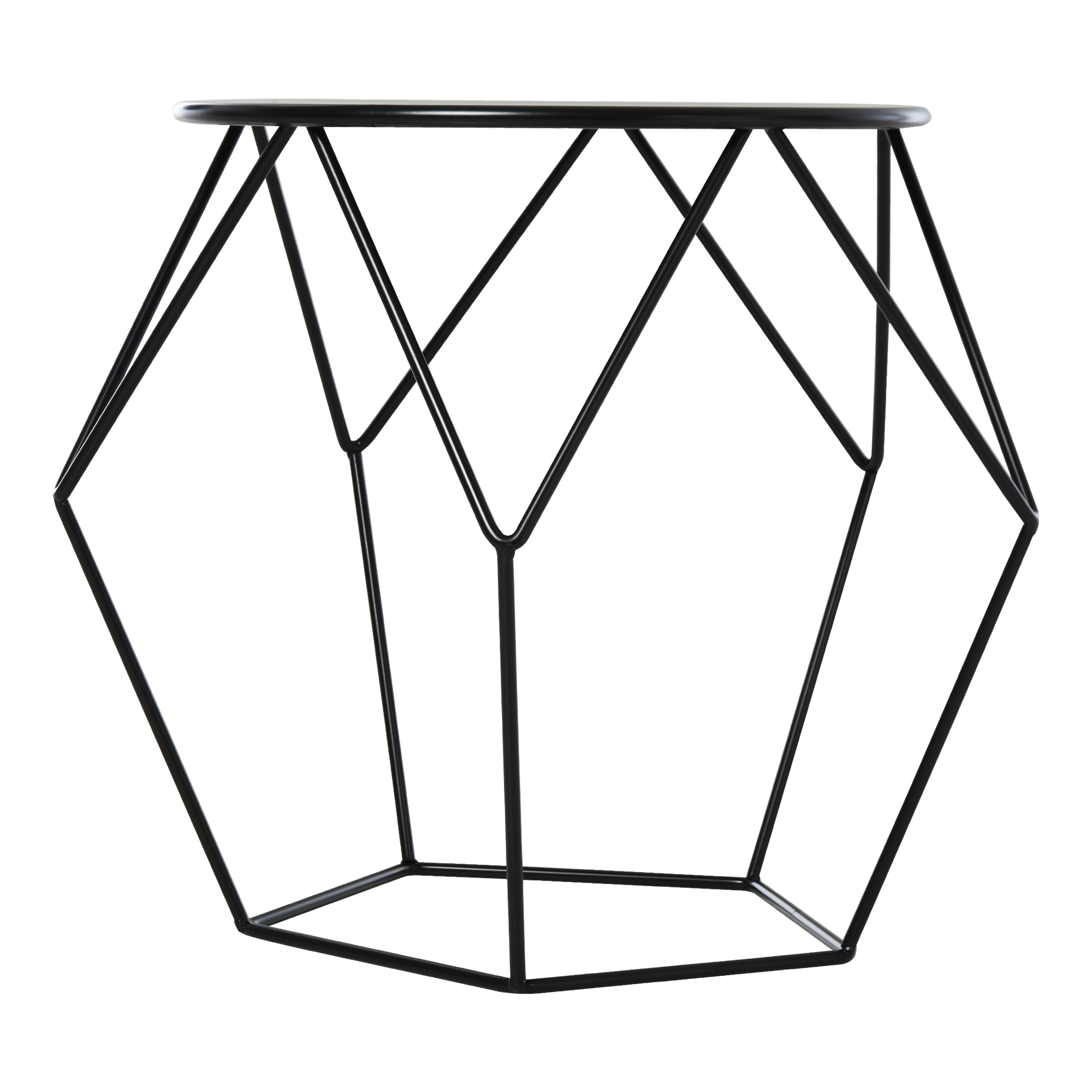 HOMCOM Round Side Table, Minimalist End Table with Steel Frame, Small Coffee Table for Living Room, Bedroom, Black 8