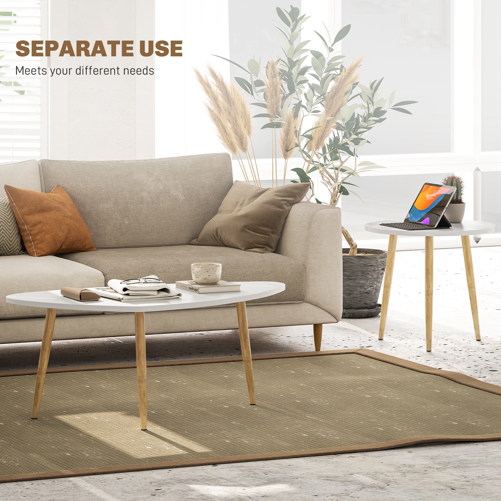 HOMCOM Set of Two Scandinavian-Style Coffee Tables White 5