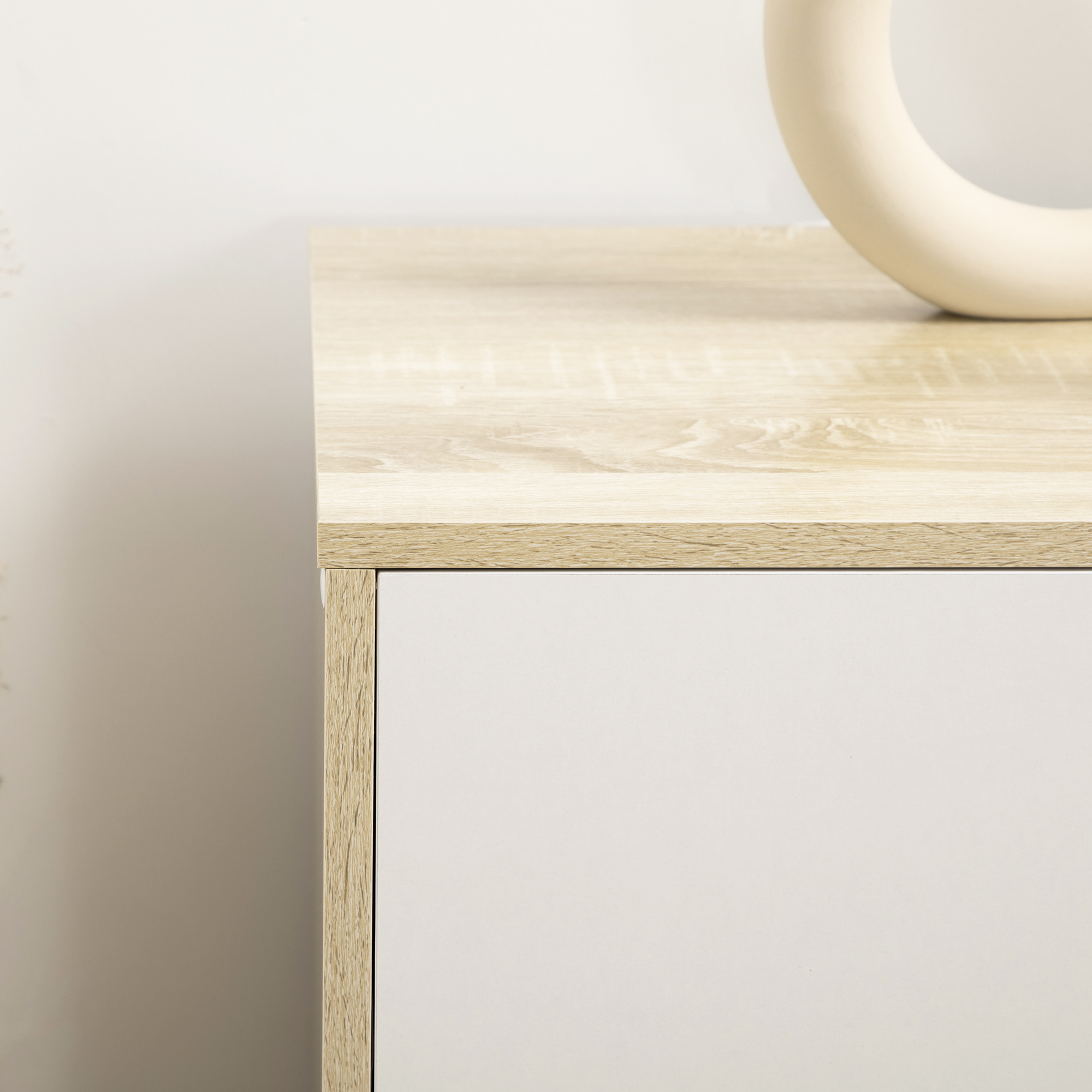 HOMCOM Bedroom Chest of Drawers, Wide 6-Drawer Dresser, Storage Drawer Unit with Wood Legs for Living Room, White and Light Brown 8