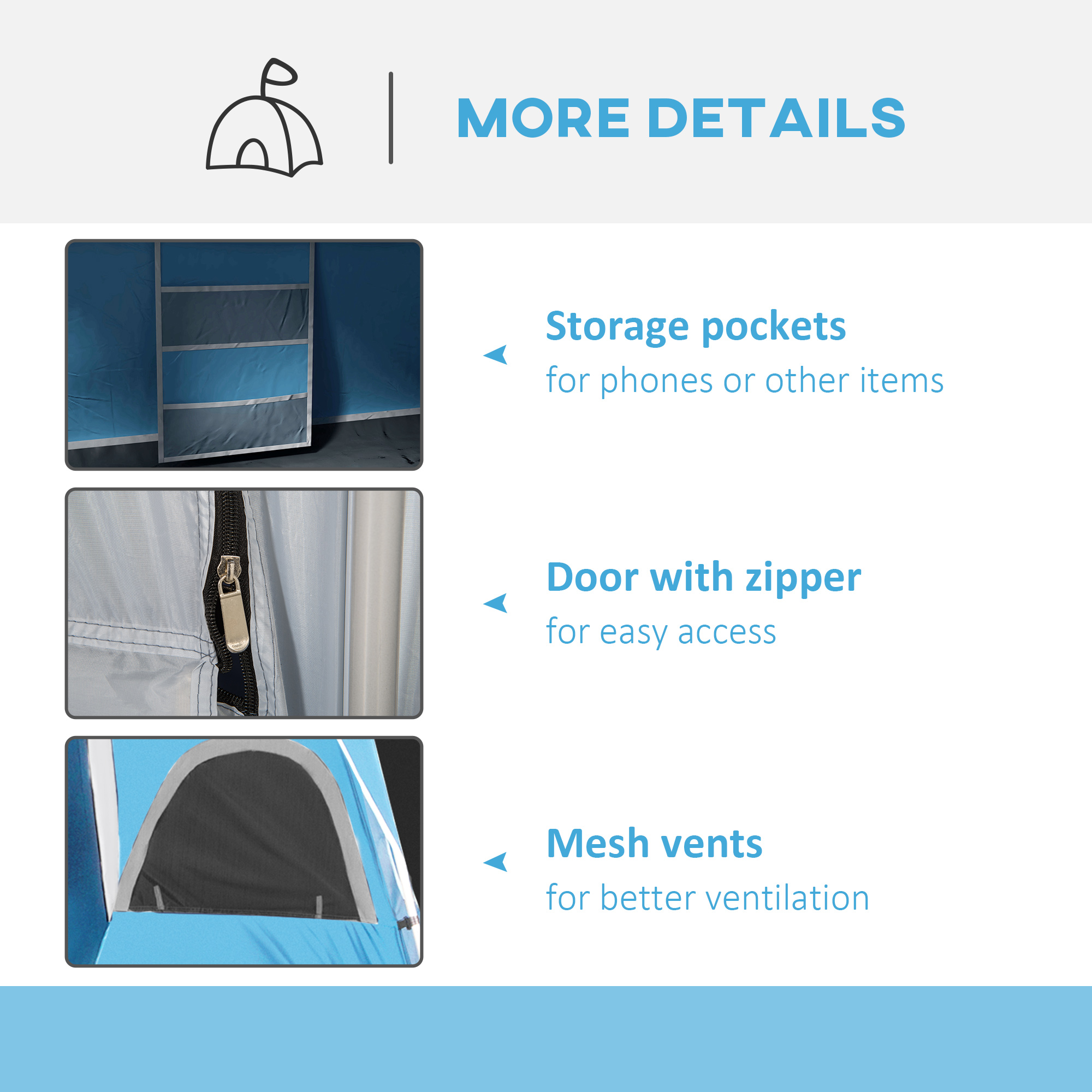 Outsunny 4-8 Person Camping Tent Family Tent with 2 Room, Mesh Windows, Easy Set Up for Backpacking, Hiking, Outdoor, Blue 6