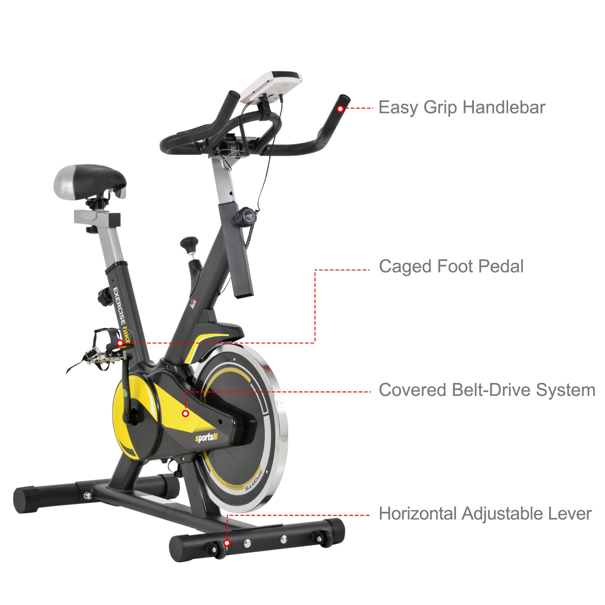 HOMCOM Upright Exercise Bike Indoor Training Cycling Machine Stationary Workout Bicycle with 10KG Flywheel and Adjustable Resistance Seat Handlebar LCD Display for Home Gym 7
