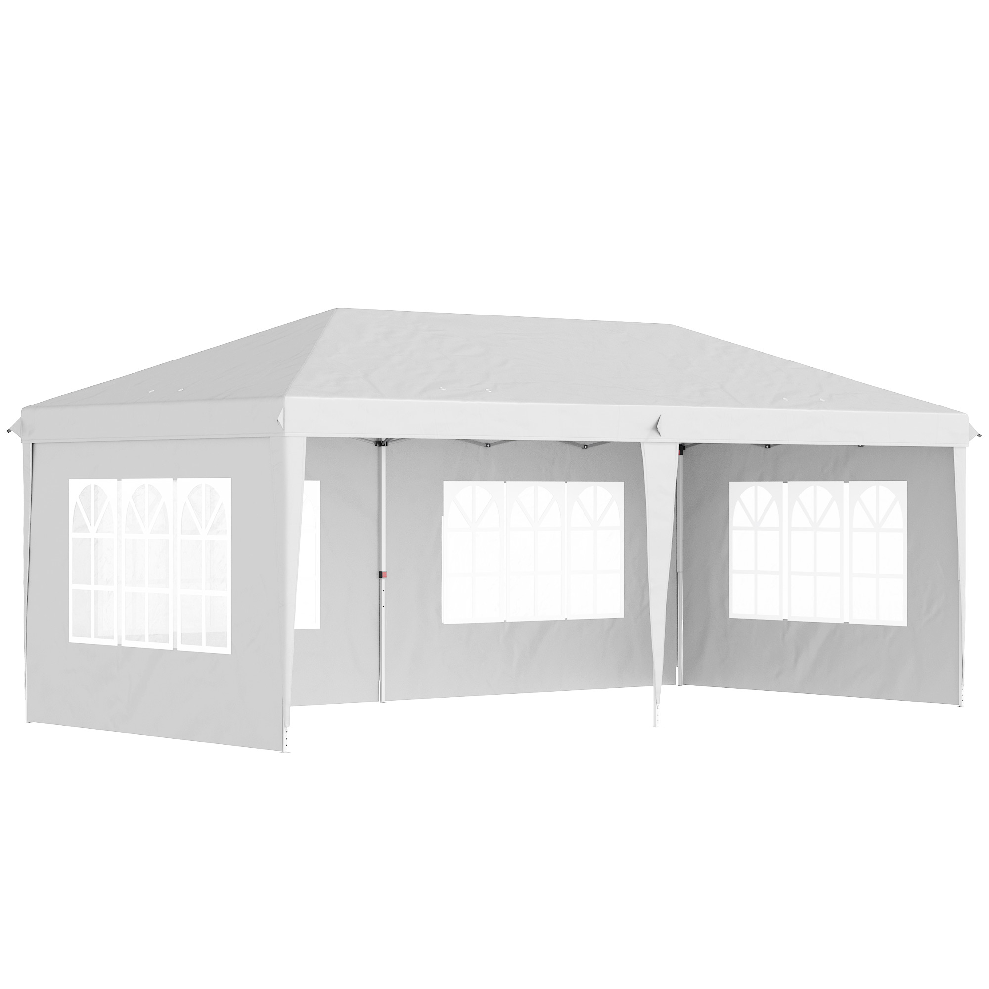 Product photograph of Outsunny 3 X 6m Pop Up Gazebo Height Adjustable Marquee Party Tent With Sidewalls And Storage Bag White Aosom Uk from Aosom UK
