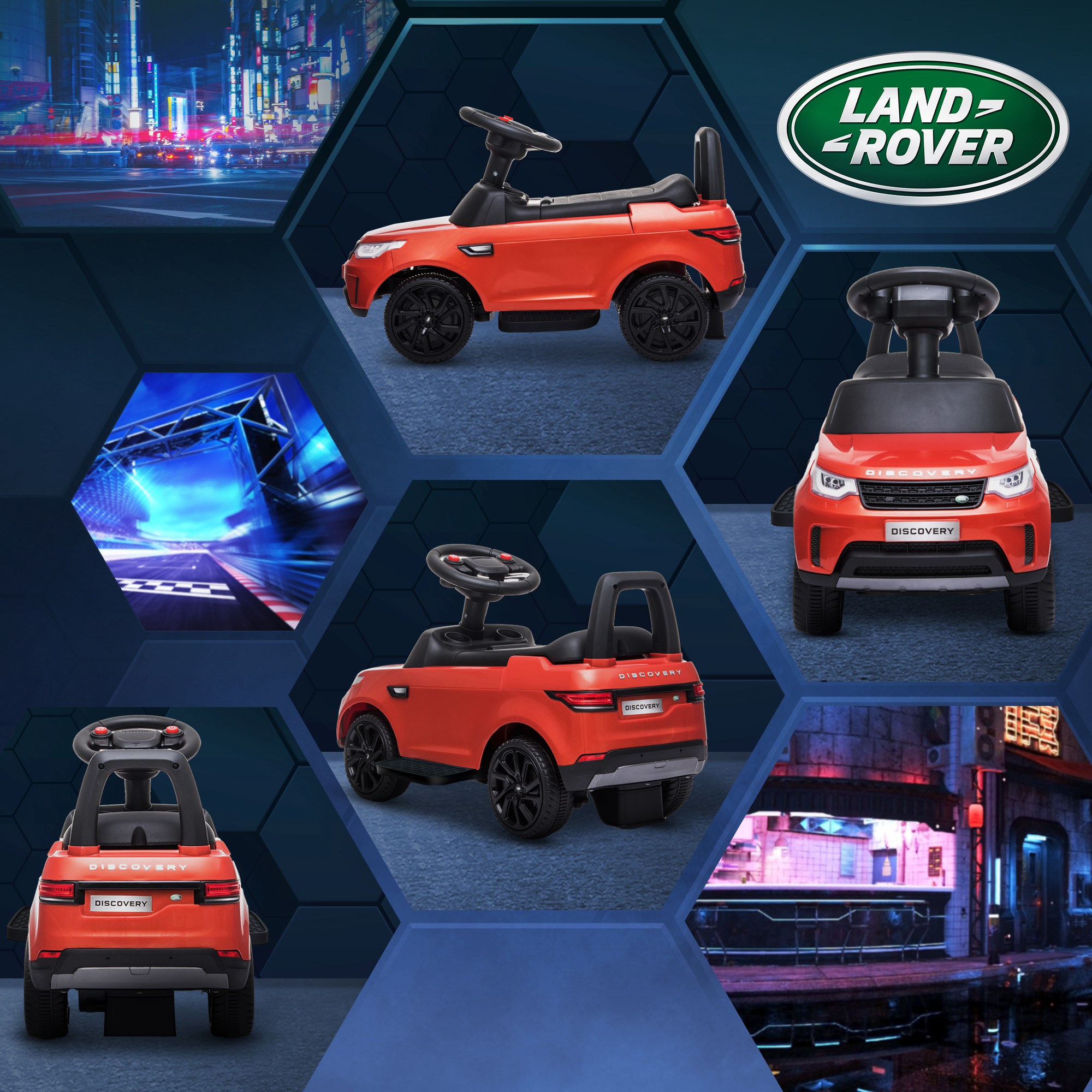 AIYAPLAY 2-in-1 Land Rover Licensed 6V Kids Electric Ride On Car, Sliding Car w/ Headlights, Music, for 18-60 Months, Red 8