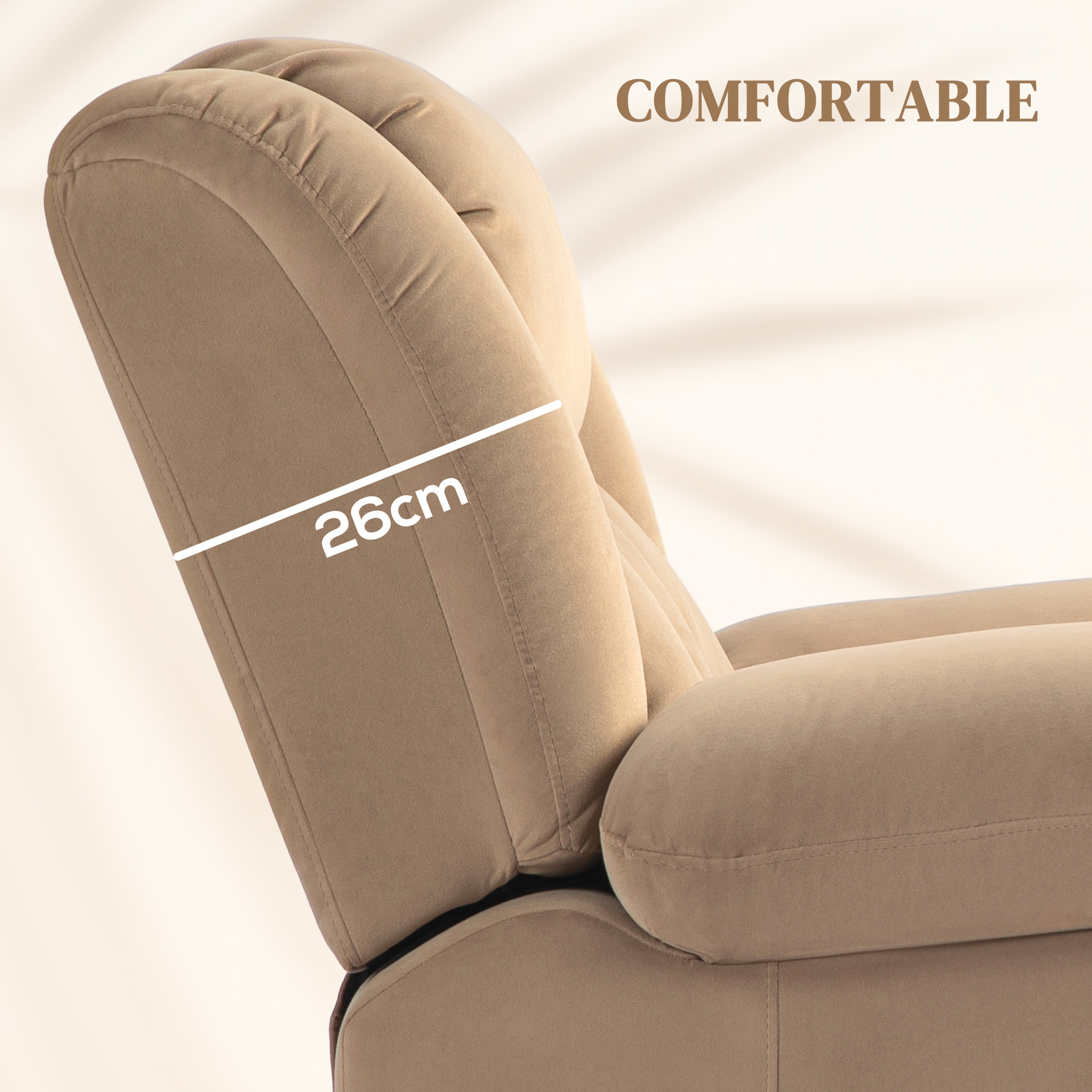 HOMCOM Velvet-Feel Electric Riser, Recliner and Massage Armchair Light Brown 7
