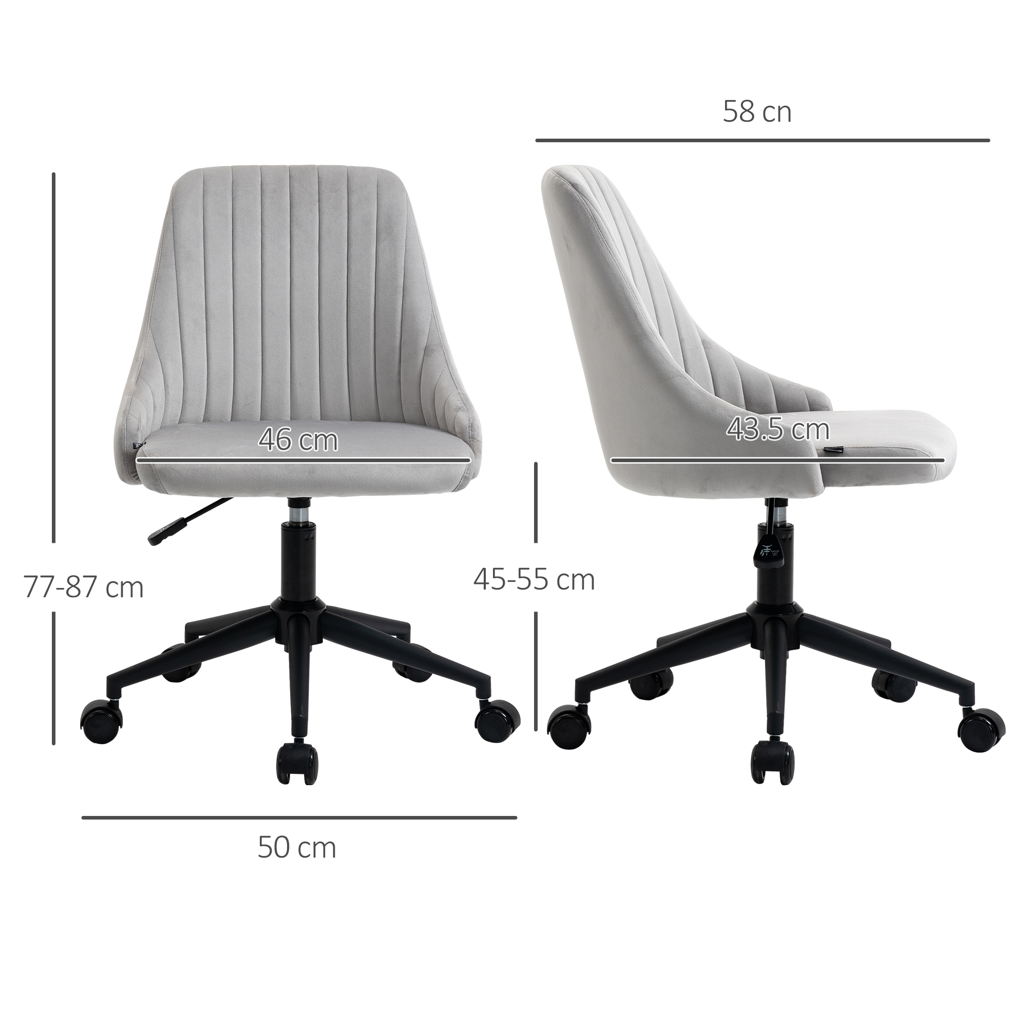 Vinsetto Sedia Ufficio Ergonomica Grigia – Girevole 360° Con Braccioli, Imbottita In PU, Capacità 120kg